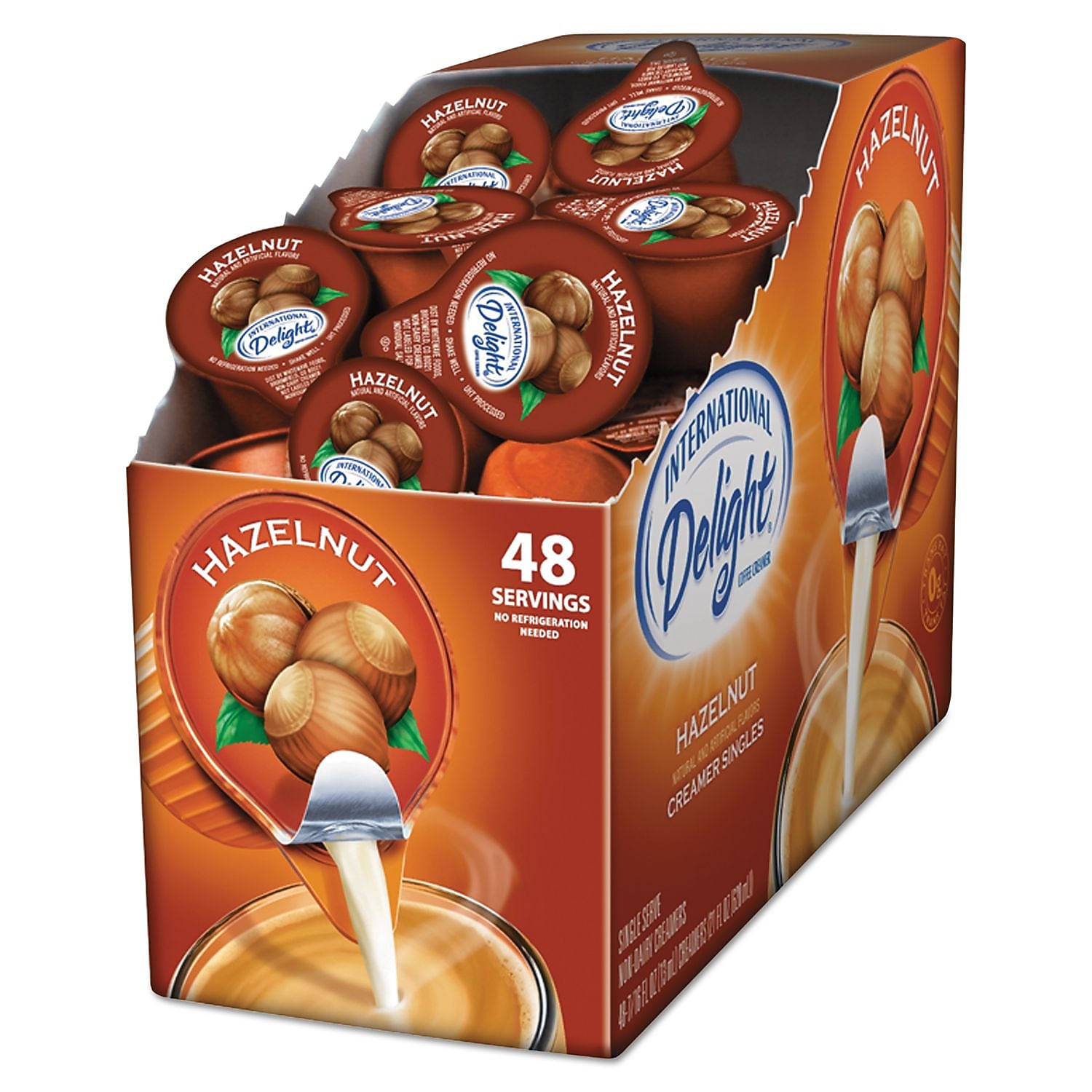 International Delight Hazelnut Dairy Free Liquid Creamer, 0.4 oz., 48/box (ITD02283)