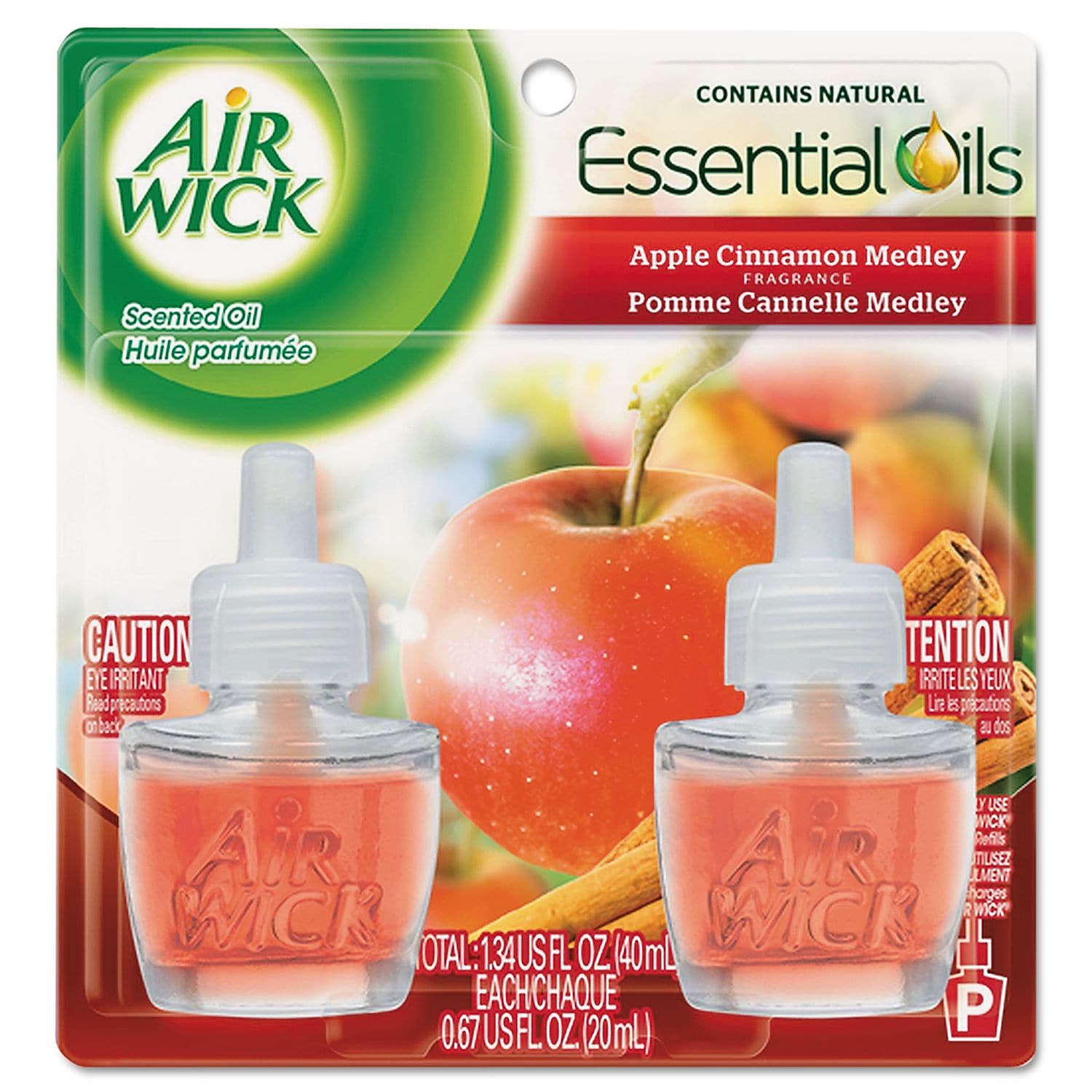 Air Wick Scented Oil Refill, Warming - Apple Cinnamon Medley, .67oz, Orange, 2/pk 6 Pk/ct