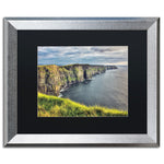 Trademark Fine Art ''Cliffs of Moher Ireland'' by Pierre Leclerc 16" x 20" Black Matted Silver Frame (PL0021-S1620BMF)