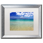 Trademark Fine Art ''Hawaii Blue Beach'' by Pierre Leclerc 16" x 20" White Matted Silver Frame (PL0038-S1620MF)