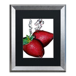 Trademark Fine Art ''Strawberry Splash II'' by Roderick Stevens 16" x 20" Black Matted Silver Frame (RS023-S1620BMF)