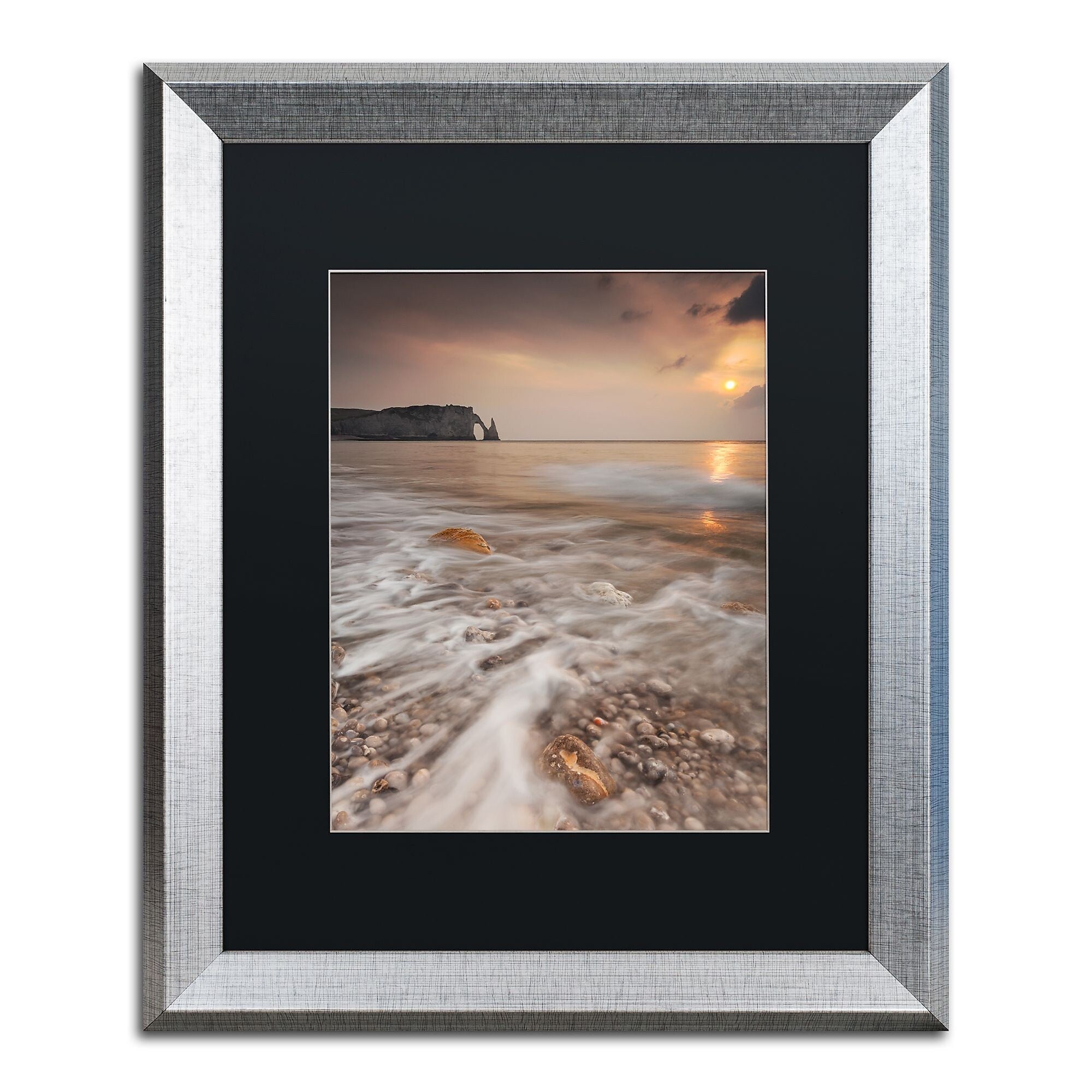 Trademark Fine Art ''Etretat'' by Mathieu Rivrin 16" x 20" Black Matted Silver Frame (RV0008-S1620BMF)