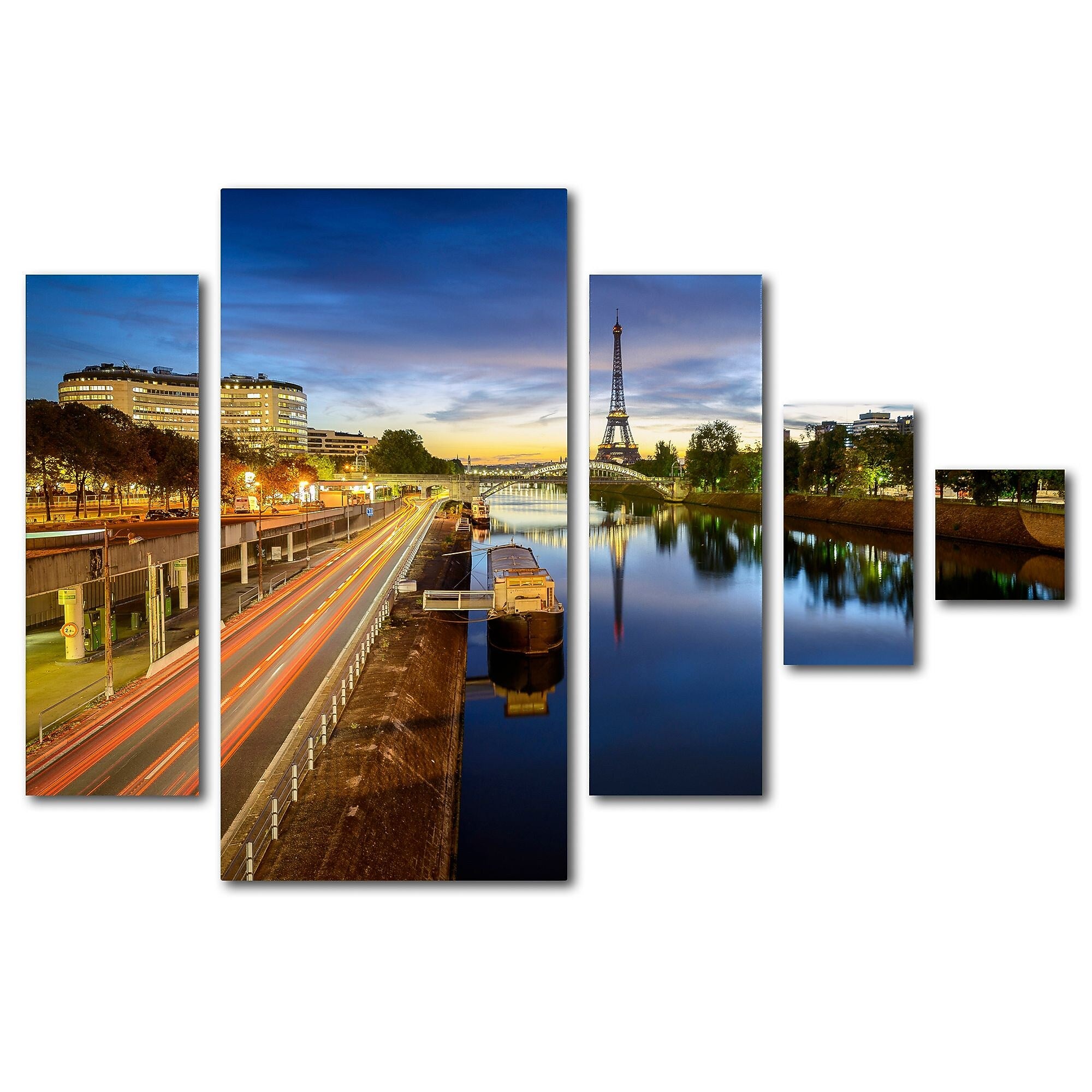 Trademark Fine Art ''Blue Hour in Paris'' by Mathieu Rivrin 3.6' x 2.6' Multi Panel Art Set (RV0024-P5-SET)
