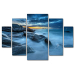 Trademark Fine Art ''Blue Hour for a Blue Ocean'' by Mathieu Rivrin 3.3' x 4.8' Multi Panel Art Set (RV0033-P5-SET)