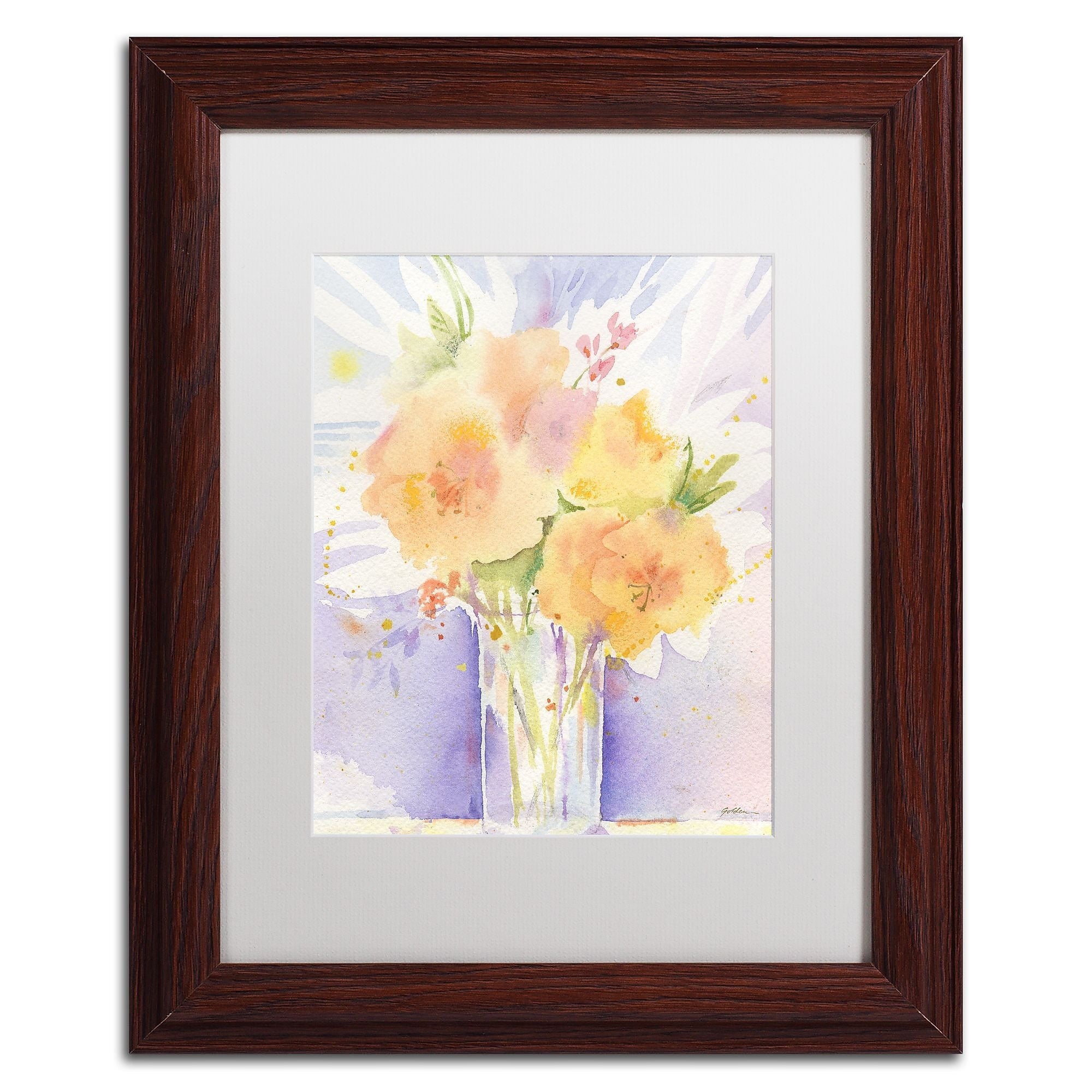 Trademark Fine Art ''Purple Vase Reflection'' by Sheila Golden 11" x 14" White Matted Wood Frame (SG5730-W1114MF)
