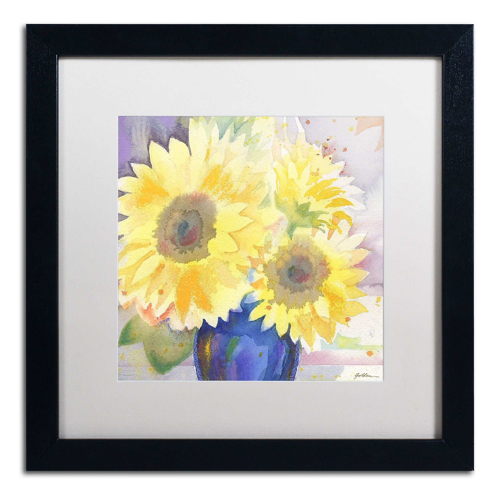 Trademark Fine Art ''White Iris'' by Sheila Golden 16" x 16" White Matted Black Frame (SG5731-B1616MF)