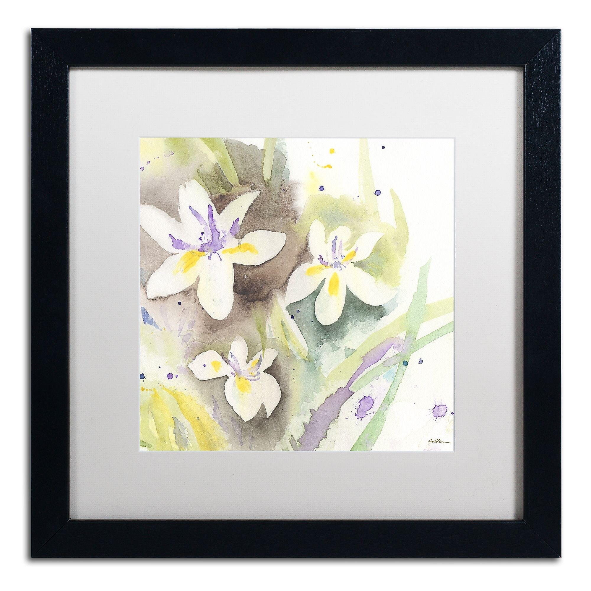 Trademark Fine Art ''Sunflower Blossom Bouquet'' by Sheila Golden 16" x 16" White Matted Black Frame (SG5734-B1616MF)