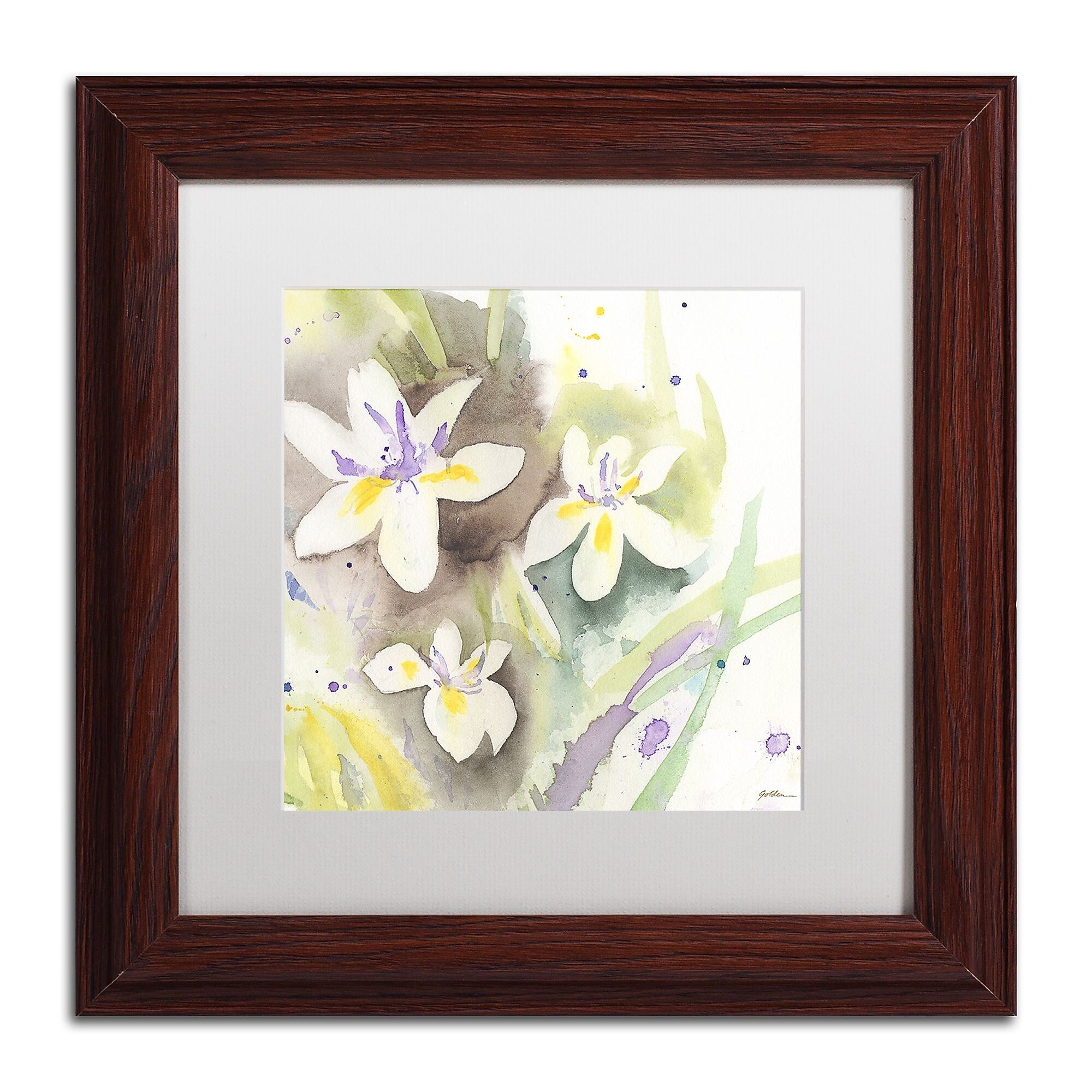 Trademark Fine Art ''Sunflower Blossom Bouquet'' by Sheila Golden 11" x 11" White Matted Wood Frame (SG5734-W1111MF)