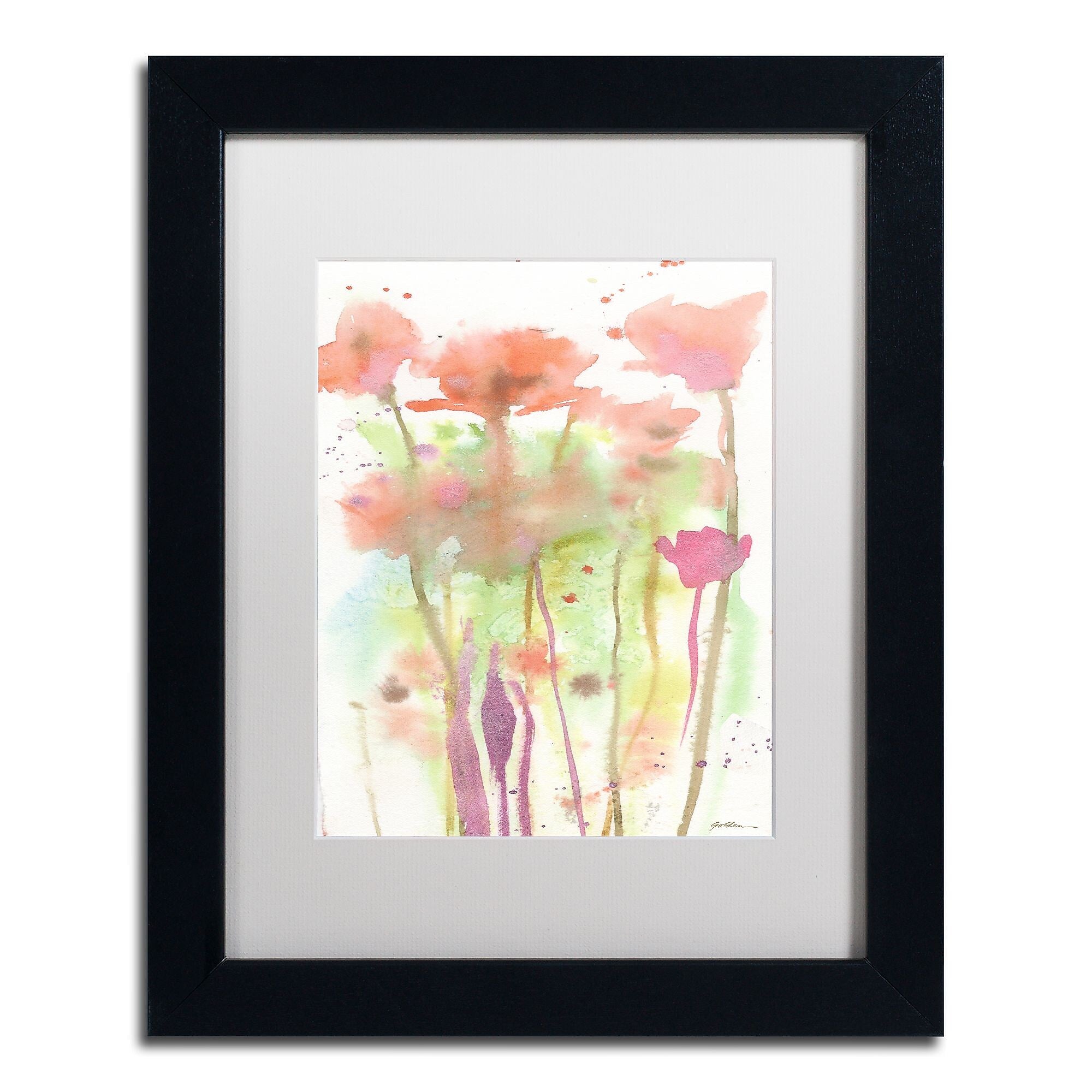 Trademark Fine Art ''Red Poppy Impressions'' by Sheila Golden 11" x 14" White Matted Black Frame (SG5735-B1114MF)