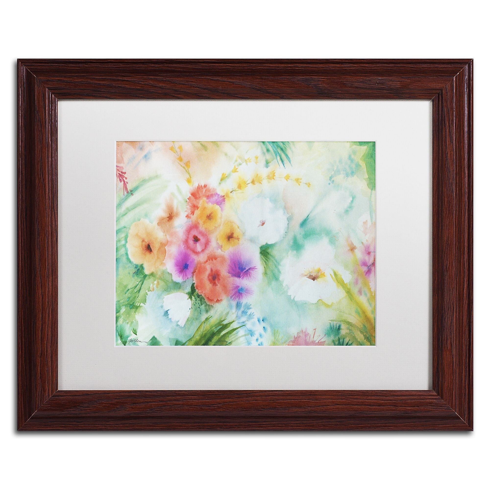 Trademark Fine Art ''Napa Garden'' by Sheila Golden 11" x 14" White Matted Wood Frame (SG5736-W1114MF)