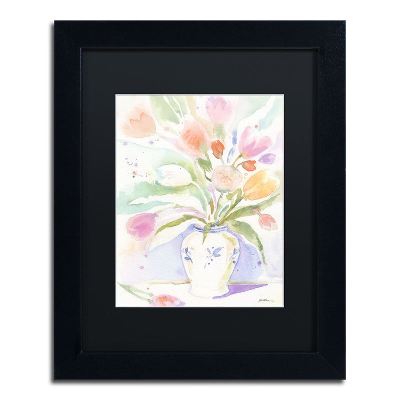 Trademark Fine Art ''The Vase of Tulips'' by Sheila Golden 11" x 14" Black Matted Black Frame (SG5739-B1114BMF)