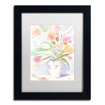 Trademark Fine Art ''The Vase of Tulips'' by Sheila Golden 11" x 14" White Matted Black Frame (SG5739-B1114MF)