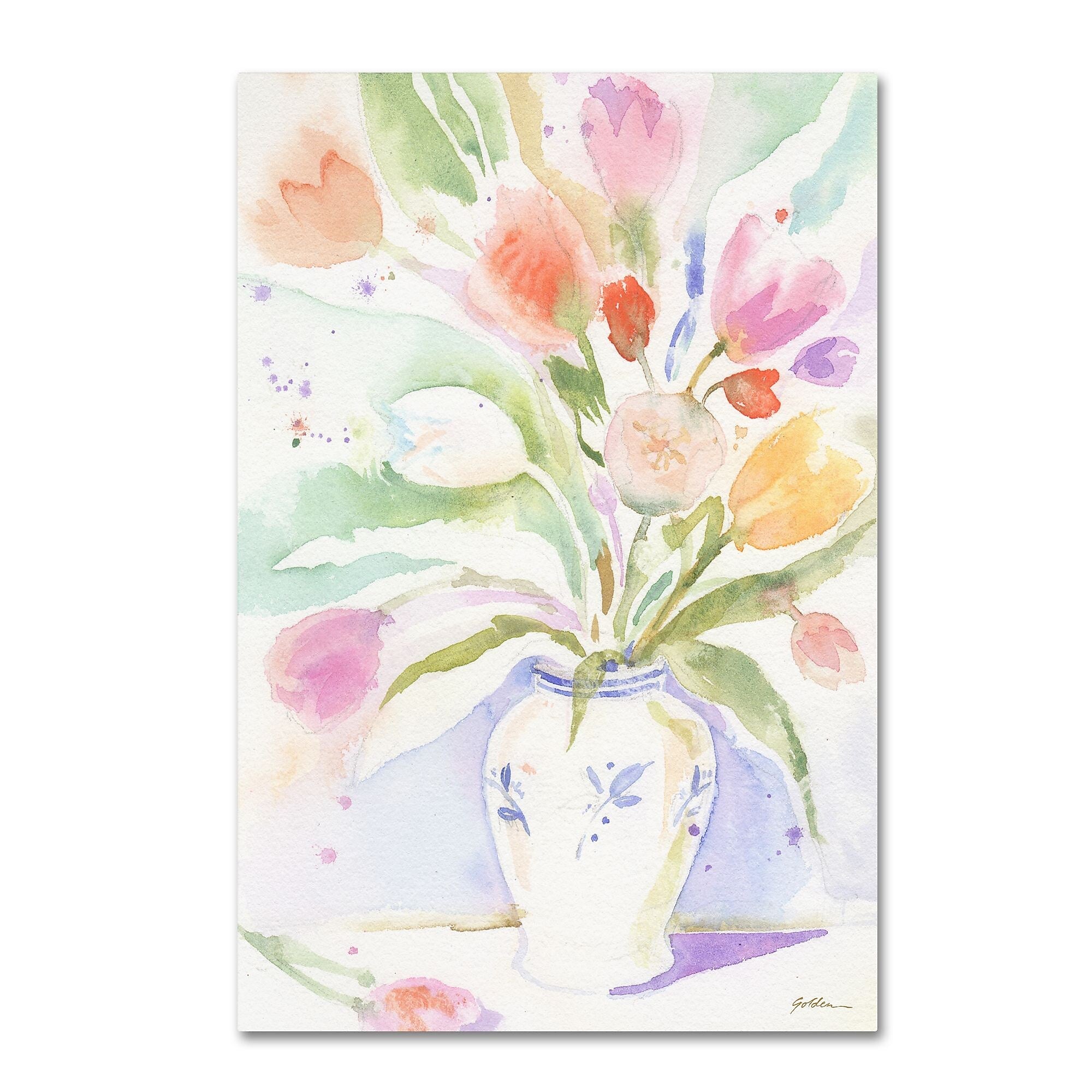 Trademark Fine Art ''The Vase of Tulips'' by Sheila Golden 12" x 19" Canvas Art (SG5739-C1219GG)