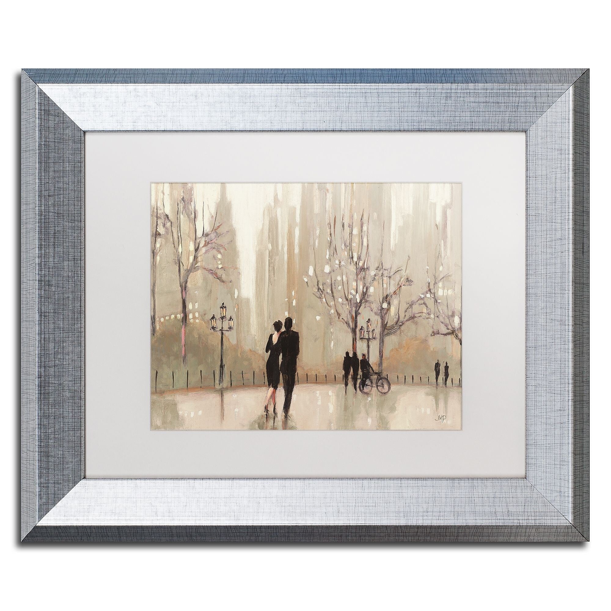 Trademark Fine Art ''An Evening Out Neutral'' by Julia Purinton 11" x 14" White Matted Silver Frame (WAP0111-S1114MF)