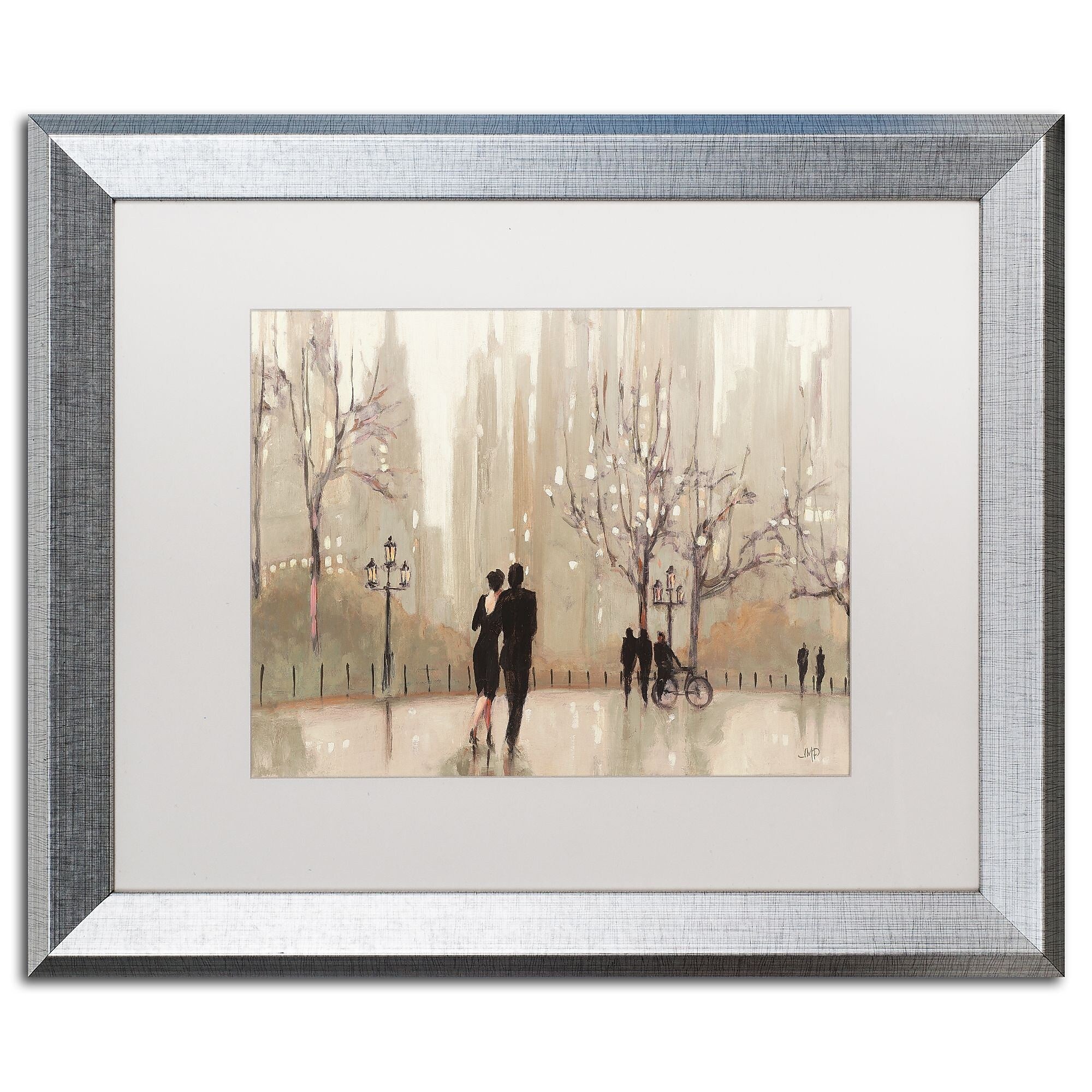 Trademark Fine Art ''An Evening Out Neutral'' by Julia Purinton 16" x 20" White Matted Silver Frame (WAP0111-S1620MF)