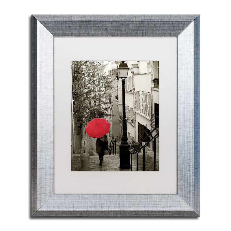 Trademark Fine Art ''Paris Stroll II'' by Sue Schlabach 11" x 14" White Matted Silver Frame (WAP0133-S1114MF)