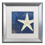 Trademark Fine Art ''Coastal Moonlight I Teal'' by Pela Studio 16" x 16" White Matted Silver Frame (WAP0151-S1616MF)