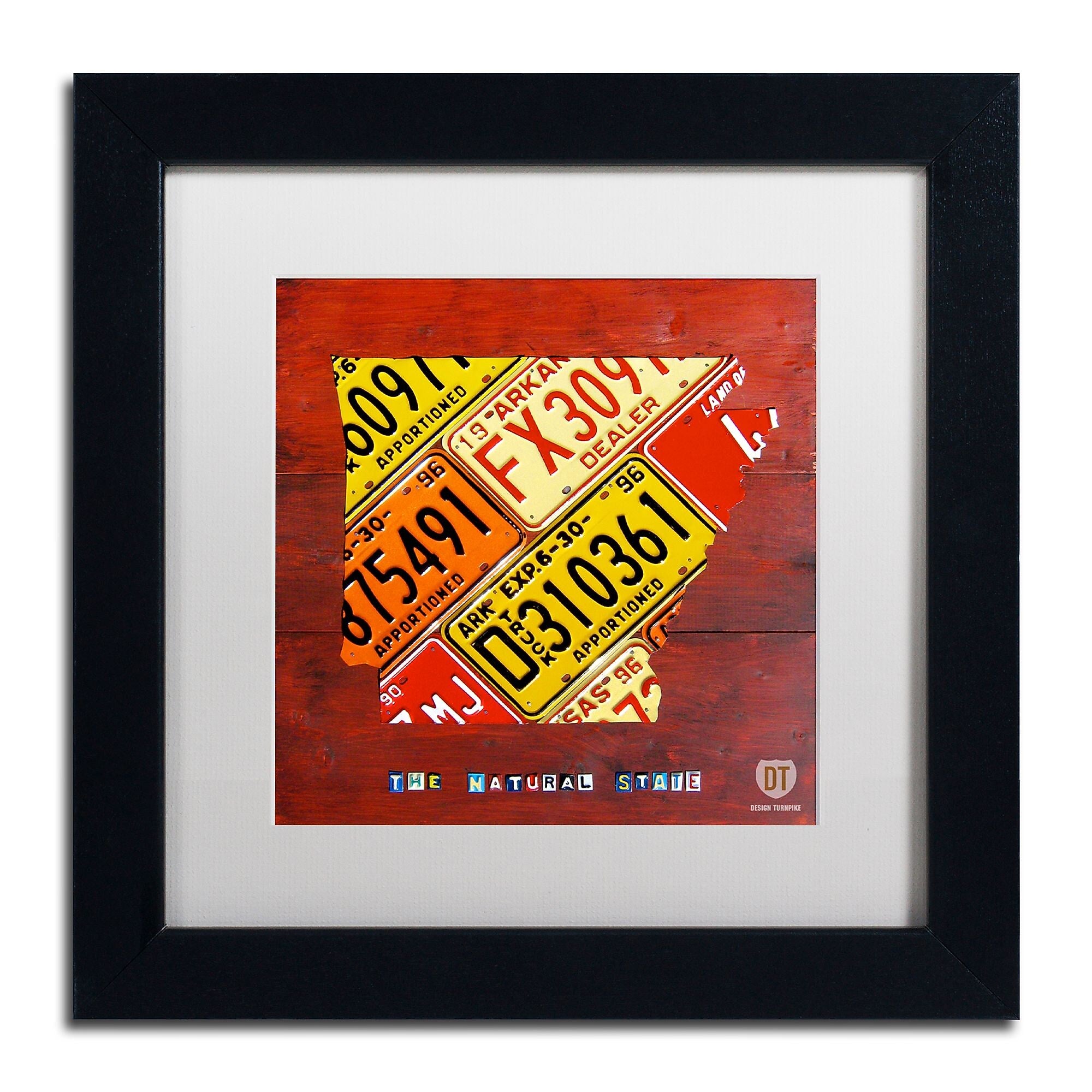 Trademark Fine Art ''Arkansas Map'' by Design Turnpike 11" x 11" White Matted Black Frame (ALI1242-B1111MF)