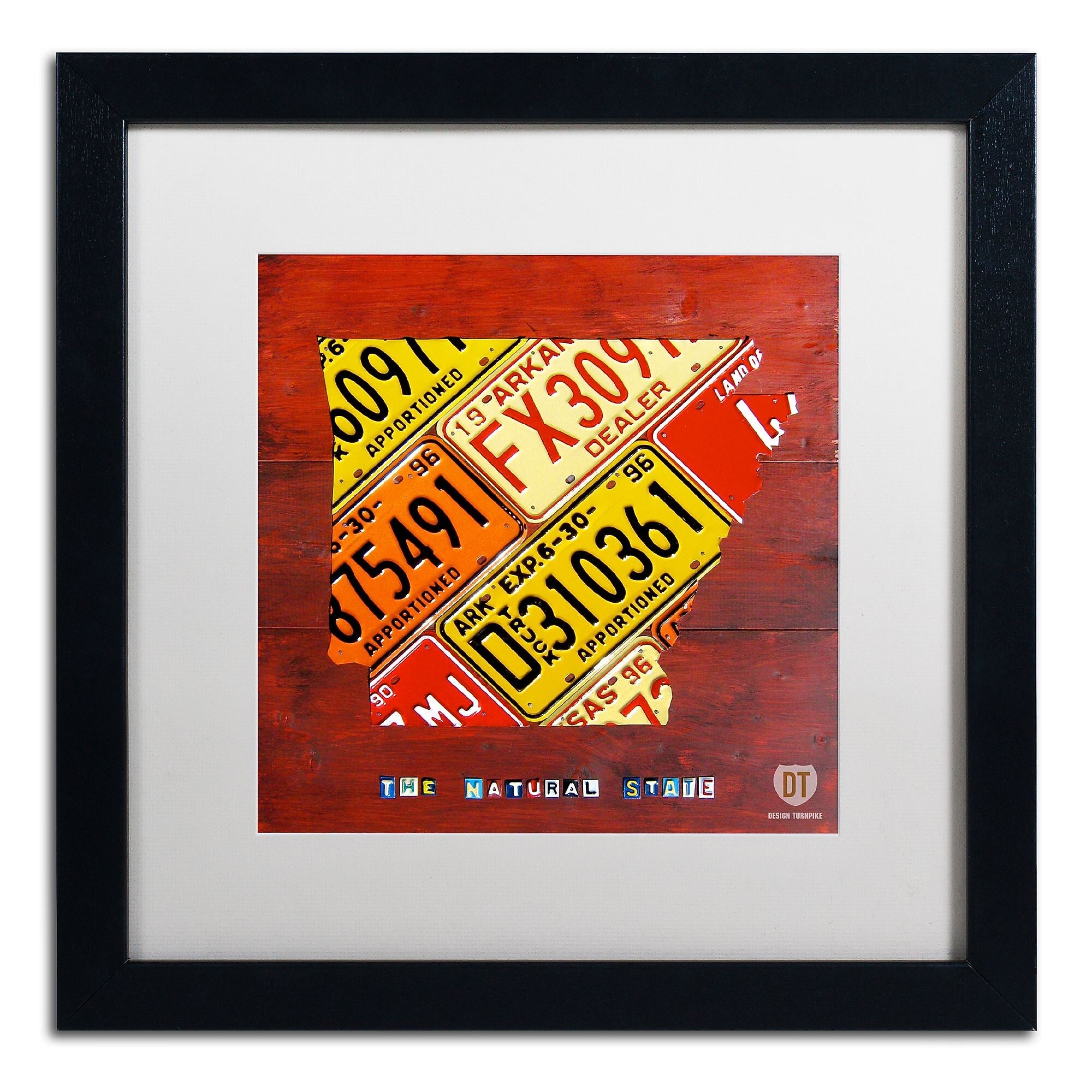 Trademark Fine Art ''Arkansas Map'' by Design Turnpike 16" x 16" White Matted Black Frame (ALI1242-B1616MF)