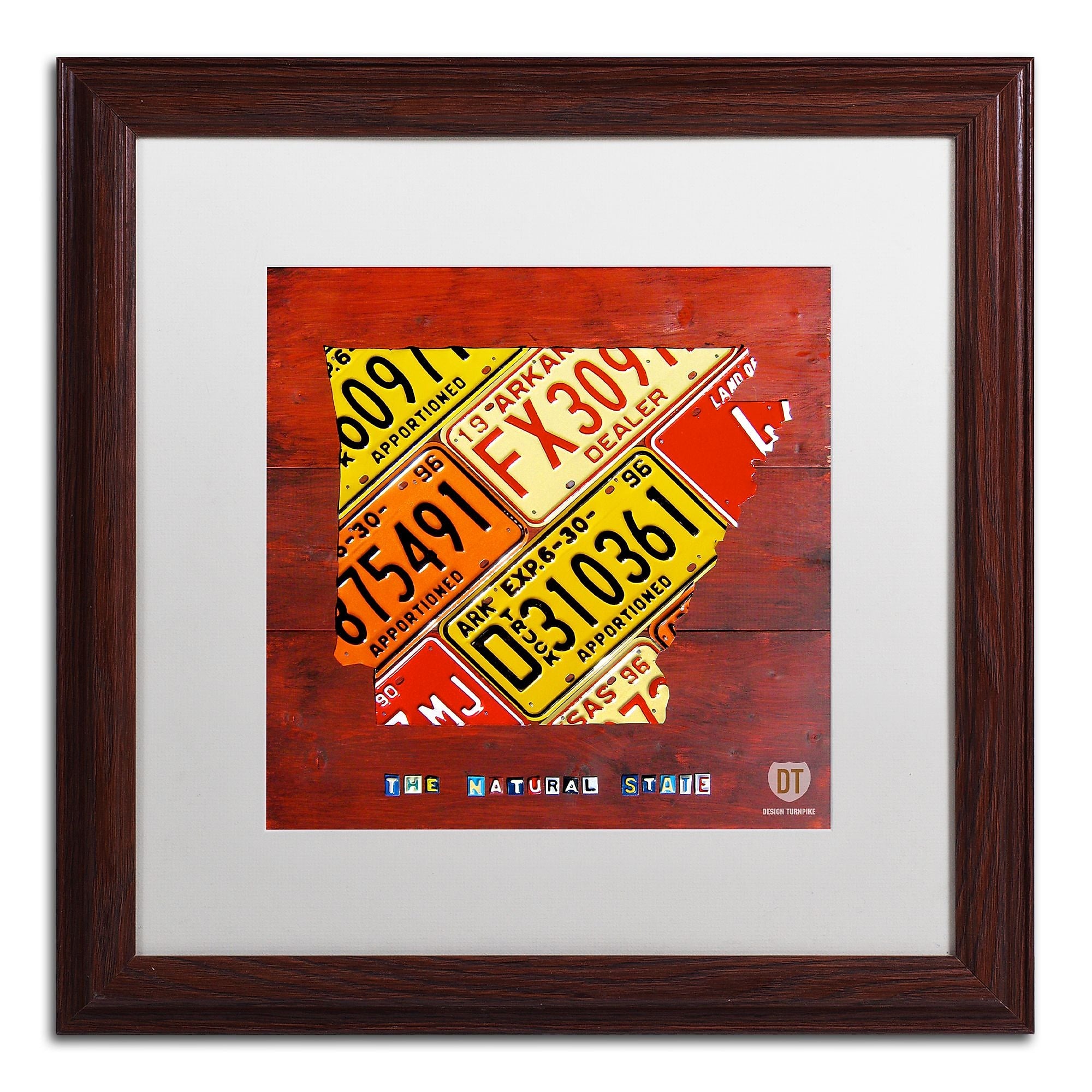 Trademark Fine Art ''Arkansas Map'' by Design Turnpike 16" x 16" White Matted Wood Frame (ALI1242-W1616MF)