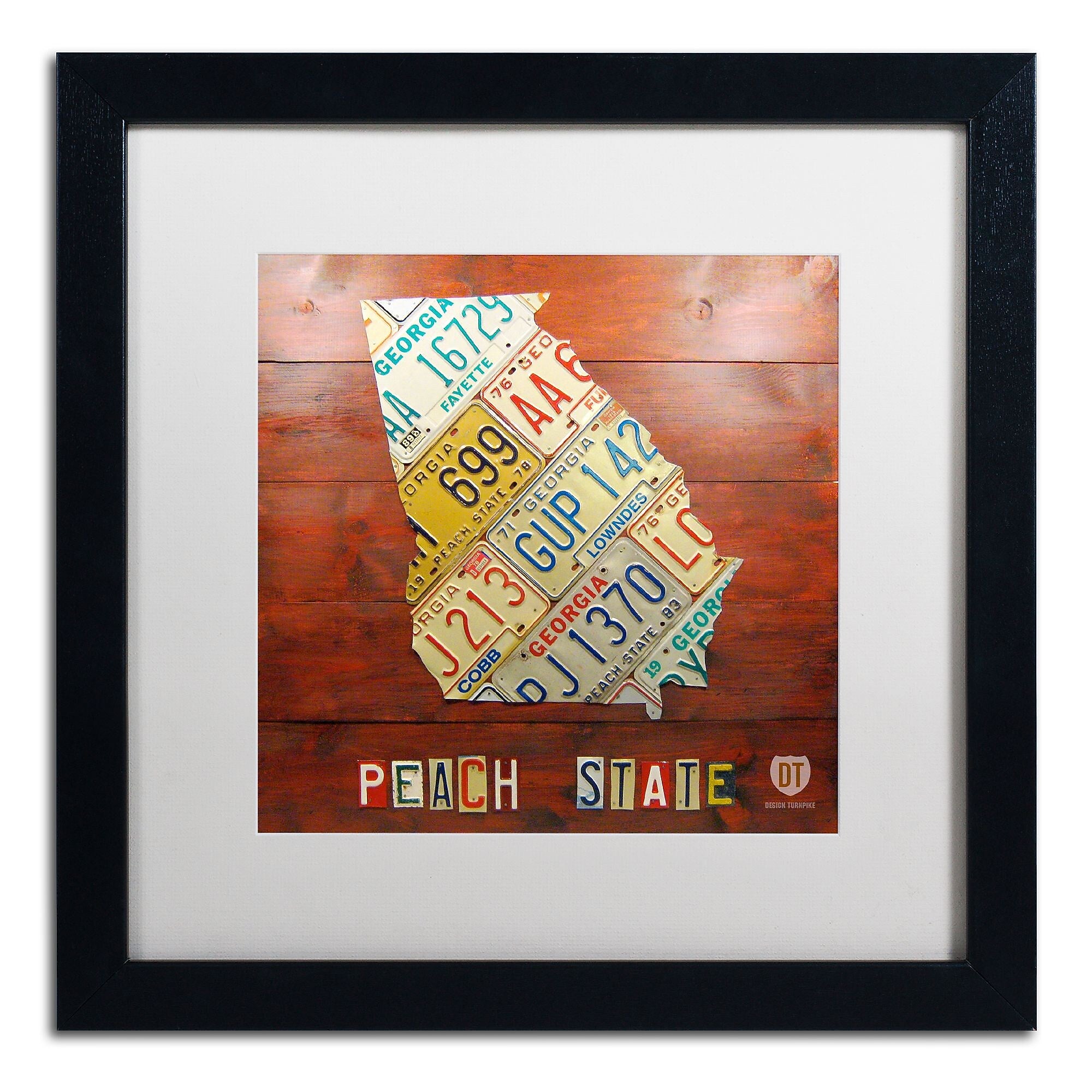 Trademark Fine Art ''Georgia Map'' by Design Turnpike 16" x 16" White Matted Black Frame (ALI1243-B1616MF)