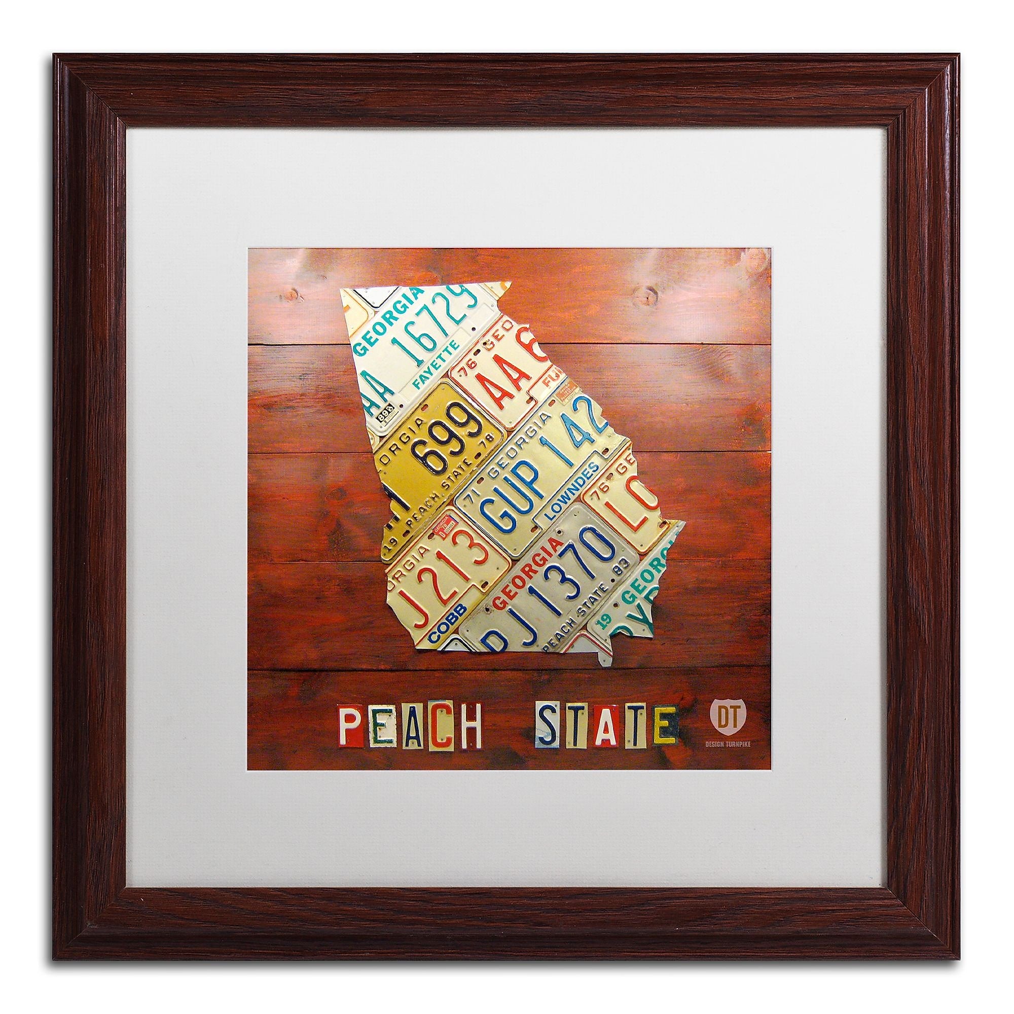 Trademark Fine Art ''Georgia Map'' by Design Turnpike 16" x 16" White Matted Wood Frame (ALI1243-W1616MF)