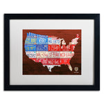 Trademark Fine Art ''USA Flag Map'' by Design Turnpike 16" x 20" White Matted Black Frame (ALI1244-B1620MF)