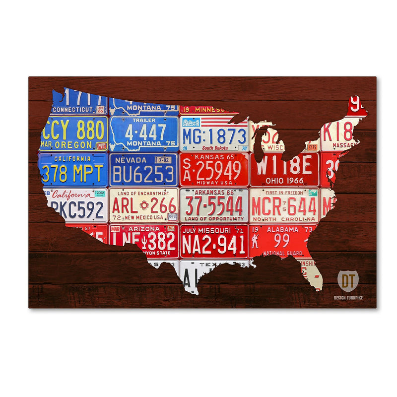 Trademark Fine Art ''USA Flag Map'' by Design Turnpike 16" x 24" Canvas Art (ALI1244-C1624GG)