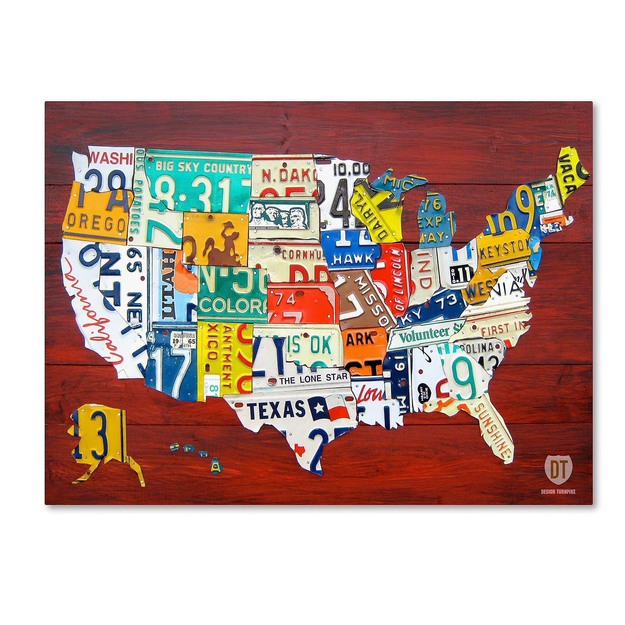 Trademark Fine Art ''License Plate Map USA'' by Design Turnpike 24" x 32" Canvas Art (ALI1245-C2432GG)