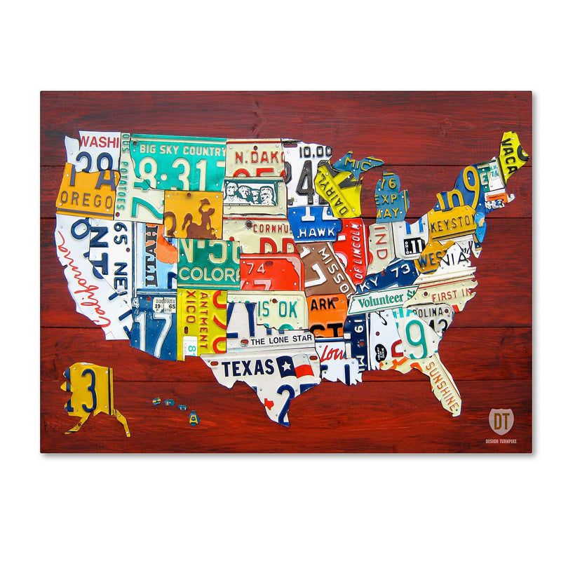 Trademark Fine Art ''License Plate Map USA'' by Design Turnpike 18" x 24" Canvas Art (ALI1245-C1824GG)
