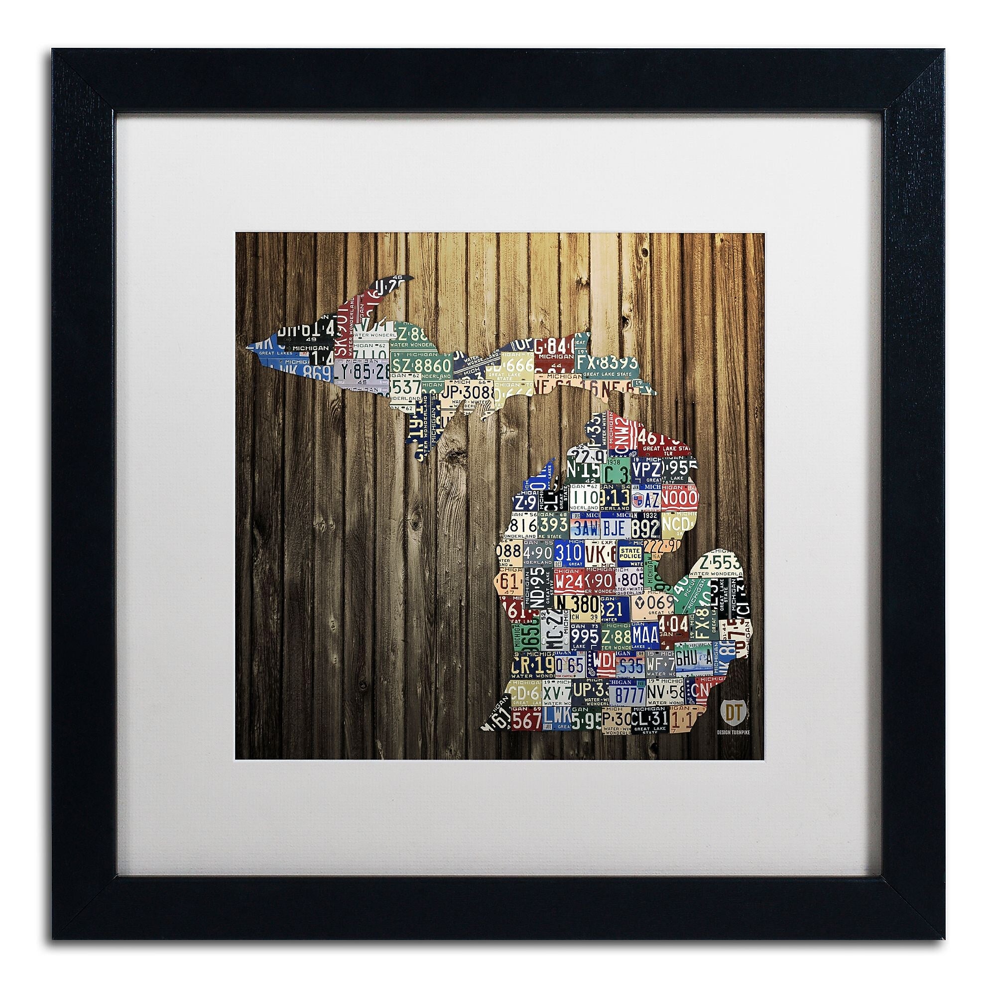 Trademark Fine Art ''Michigan Counties License Plate'' by Design Turnpike 16" x 16" White Matted Black Frame (ALI1246-B1616MF)