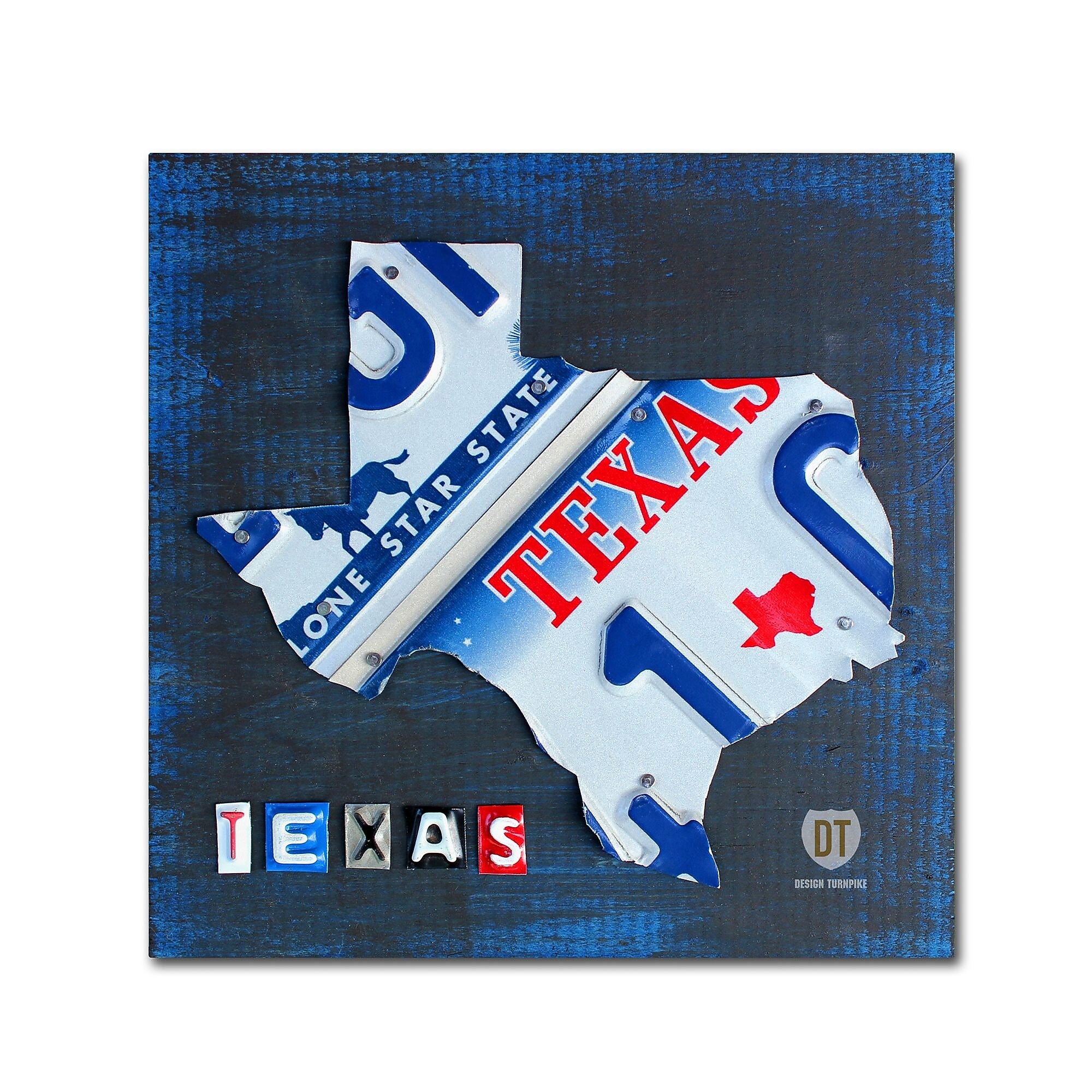 Trademark Fine Art ''Texas License Plate Map'' by Design Turnpike 35" x 35" Canvas Art (ALI1255-C3535GG)