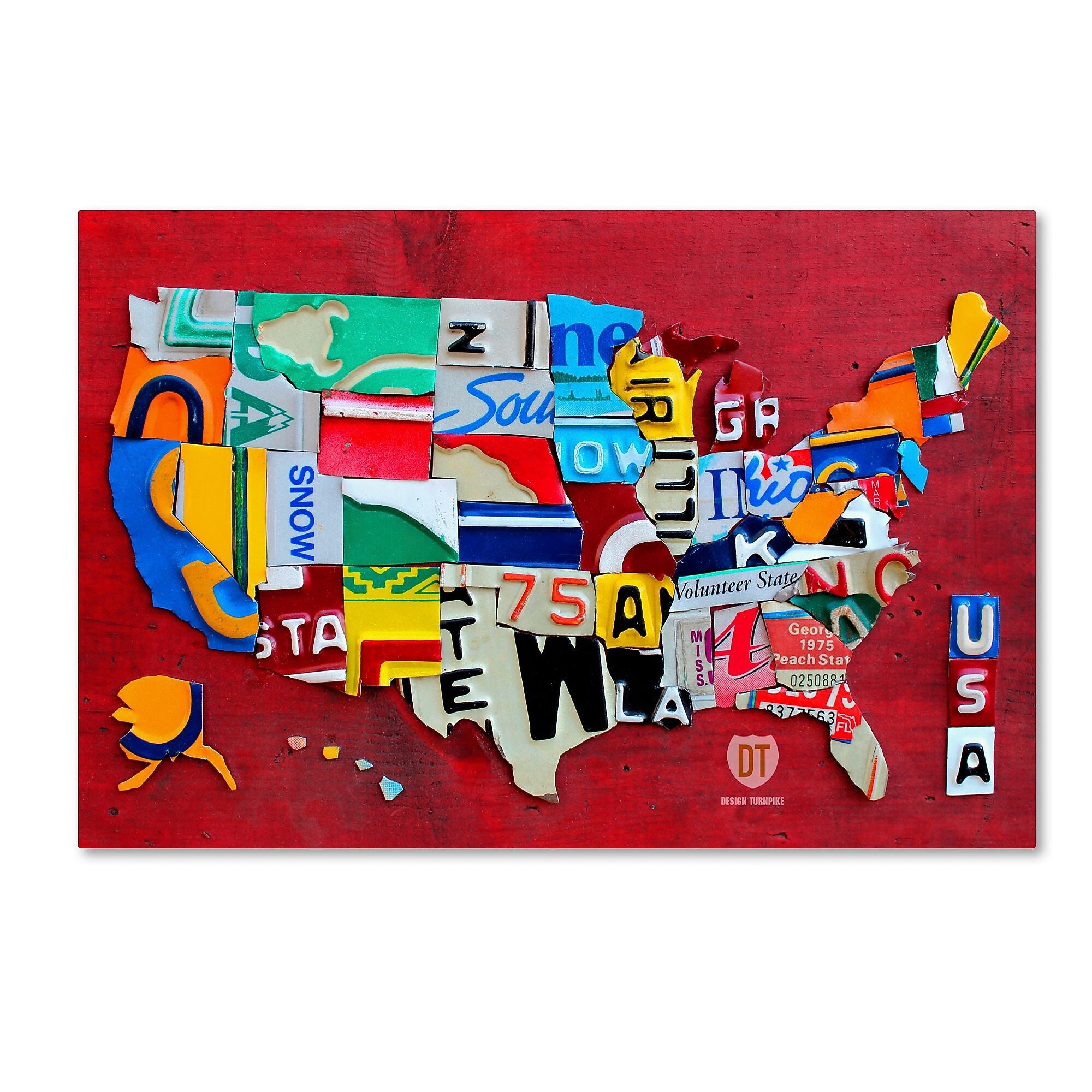 Trademark Fine Art ''License Plate Map Miniature'' by Design Turnpike 12" x 19" Canvas Art (ALI1257-C1219GG)