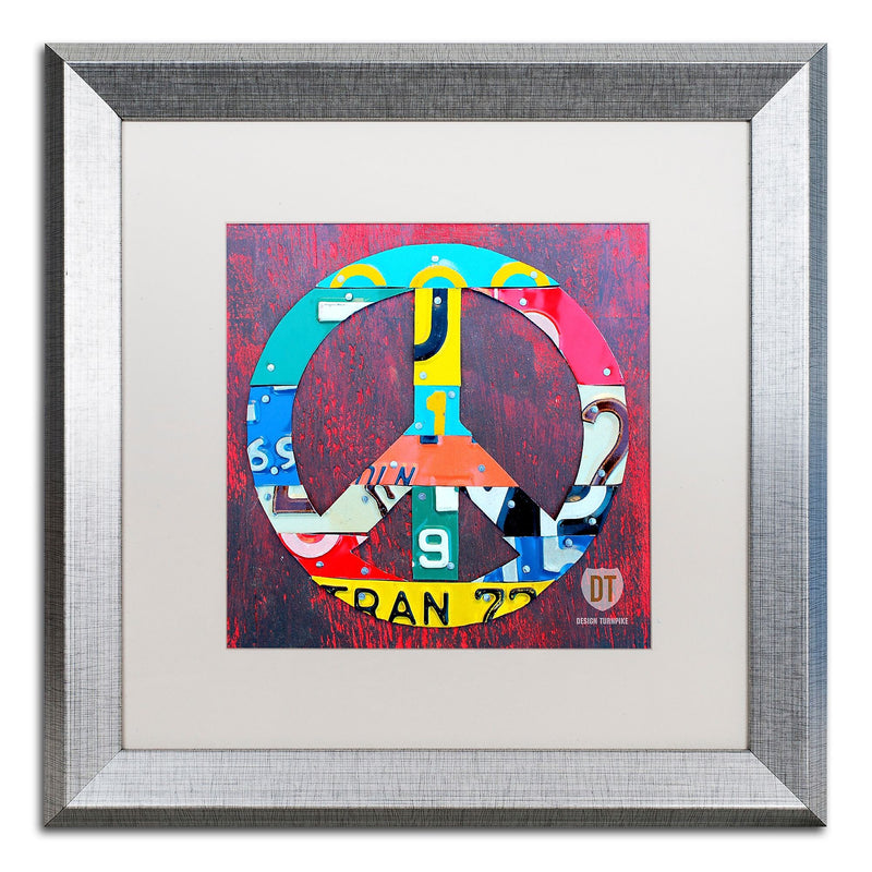 Trademark Fine Art ''Peace'' by Design Turnpike 16" x 16" White Matted Silver Frame (ALI1260-S1616MF)