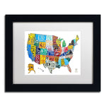 Trademark Fine Art ''License Plate Map USA 2'' by Design Turnpike 11" x 14" White Matted Black Frame (ALI1261-B1114MF)