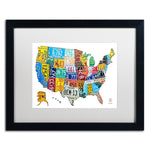 Trademark Fine Art ''License Plate Map USA 2'' by Design Turnpike 16" x 20" White Matted Black Frame (ALI1261-B1620MF)