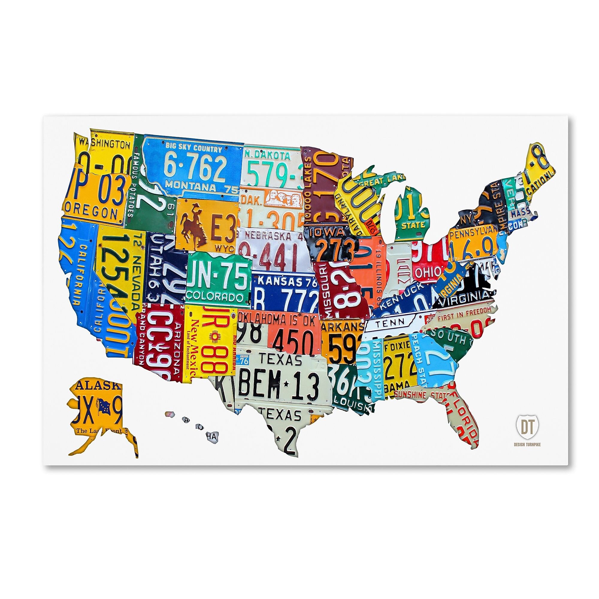 Trademark Fine Art ''License Plate Map USA 2'' by Design Turnpike 22" x 32" Canvas Art (ALI1261-C2232GG)