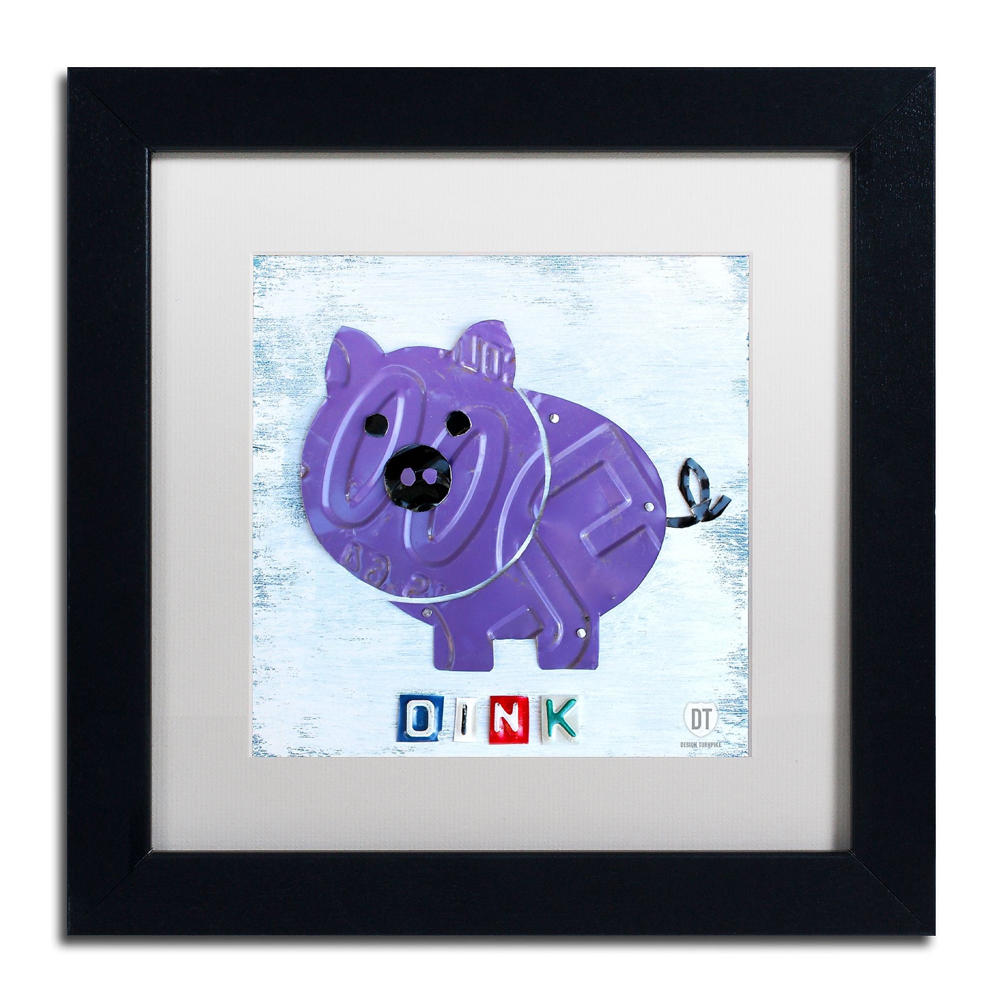 Trademark Fine Art ''Oink the Pig'' by Design Turnpike 11" x 11" White Matted Black Frame (ALI1263-B1111MF)
