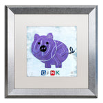 Trademark Fine Art ''Oink the Pig'' by Design Turnpike 16" x 16" White Matted Silver Frame (ALI1263-S1616MF)