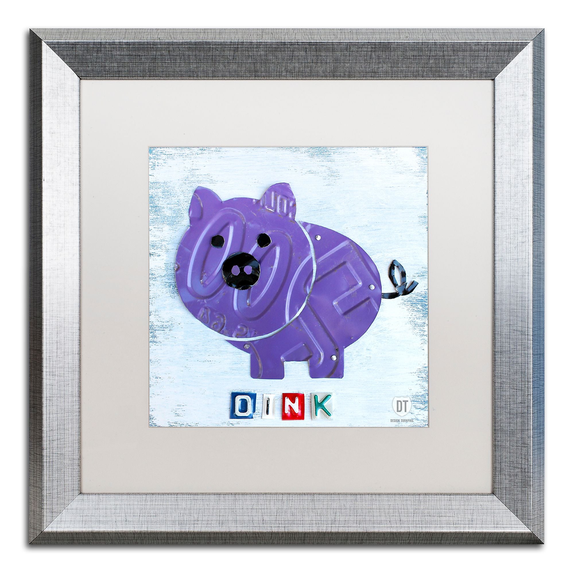 Trademark Fine Art ''Oink the Pig'' by Design Turnpike 16" x 16" White Matted Silver Frame (ALI1263-S1616MF)