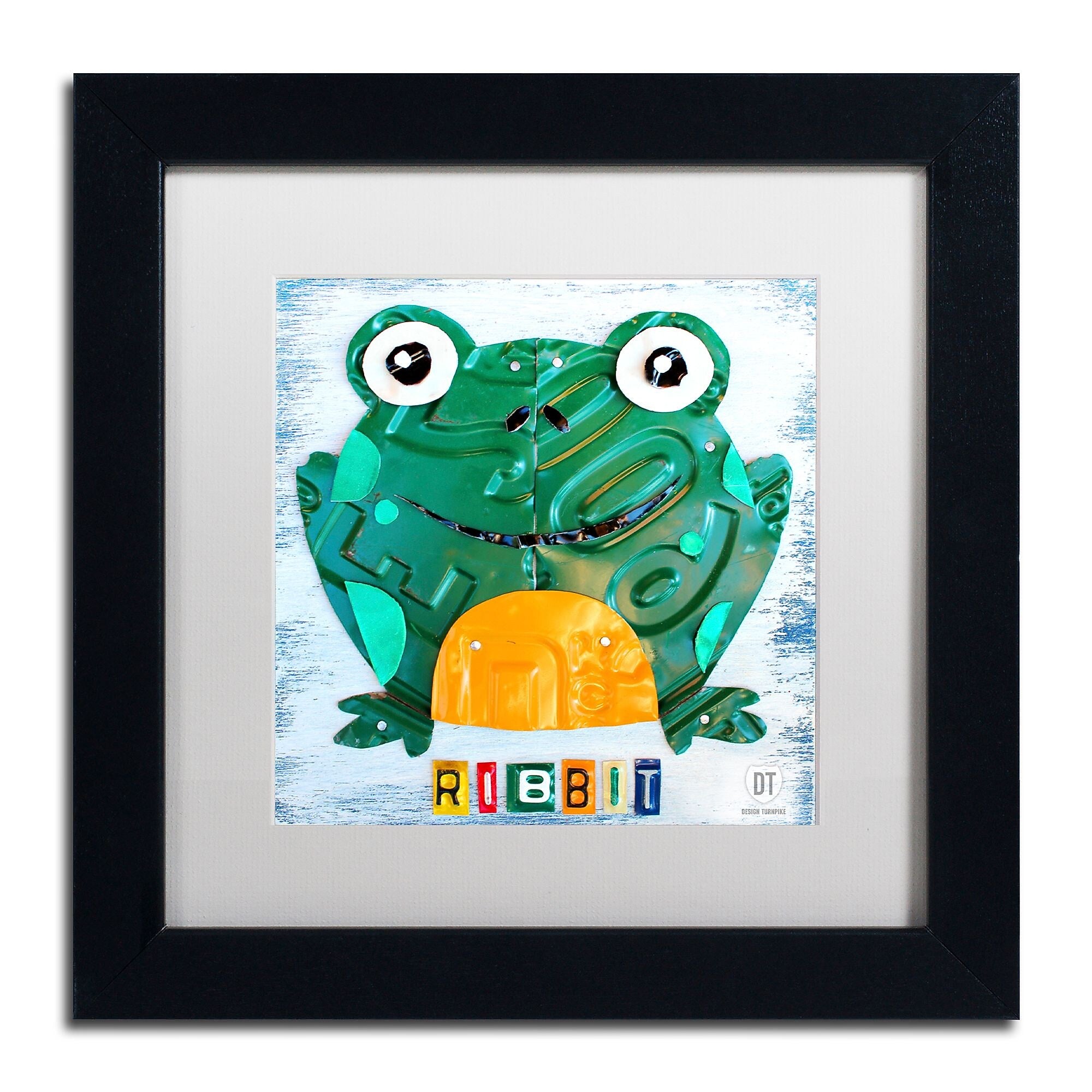 Trademark Fine Art ''Ribbit the Frog'' by Design Turnpike 11" x 11" White Matted Black Frame (ALI1265-B1111MF)
