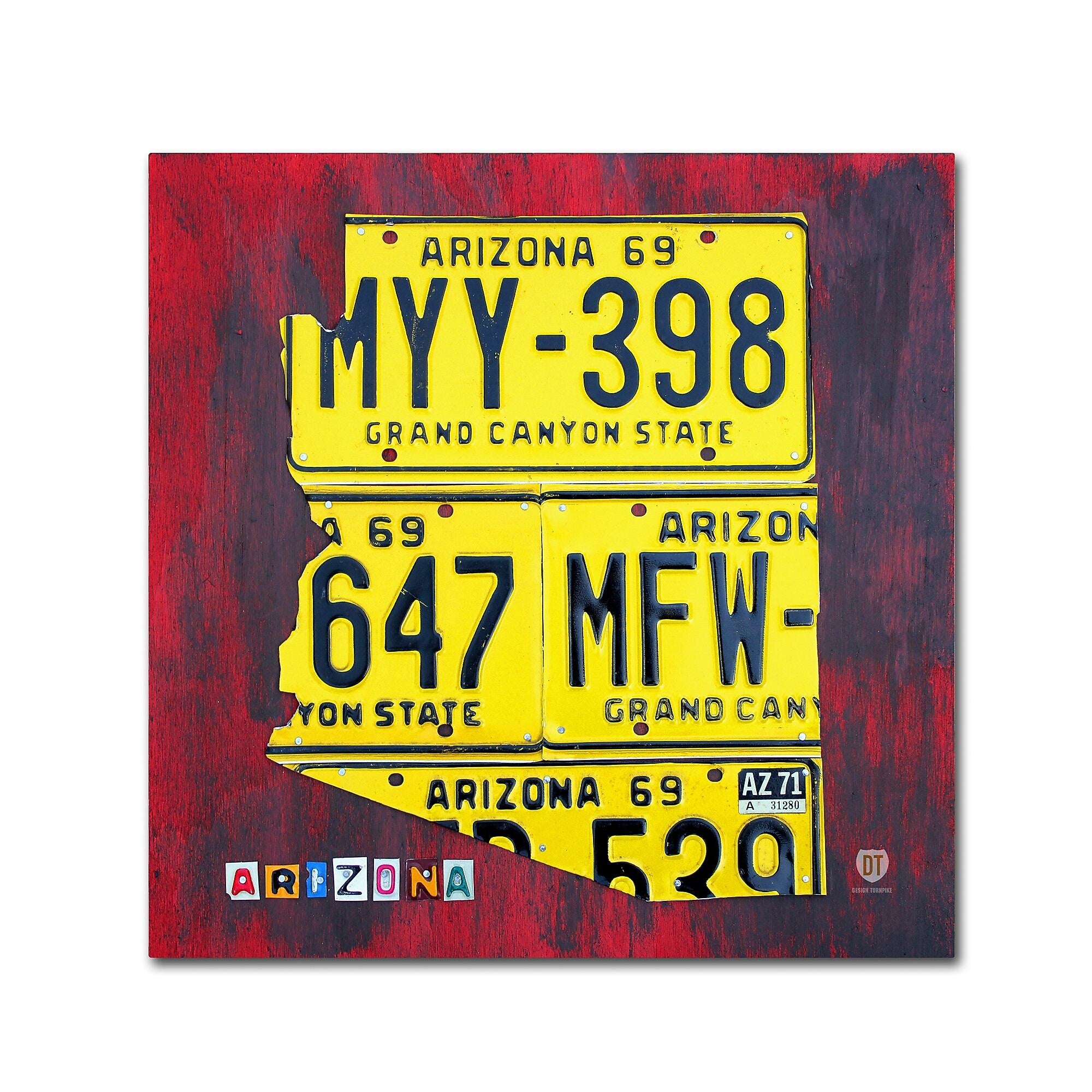 Trademark Fine Art ''Arizona License Plate'' by Design Turnpike 18" x 18" Canvas Art (ALI1266-C1818GG)