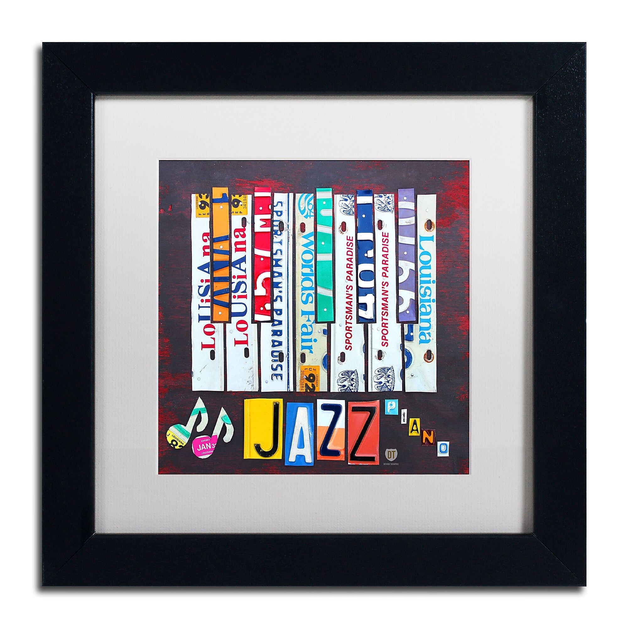 Trademark Fine Art ''Jazz Piano'' by Design Turnpike 11" x 11" White Matted Black Frame (ALI1268-B1111MF)