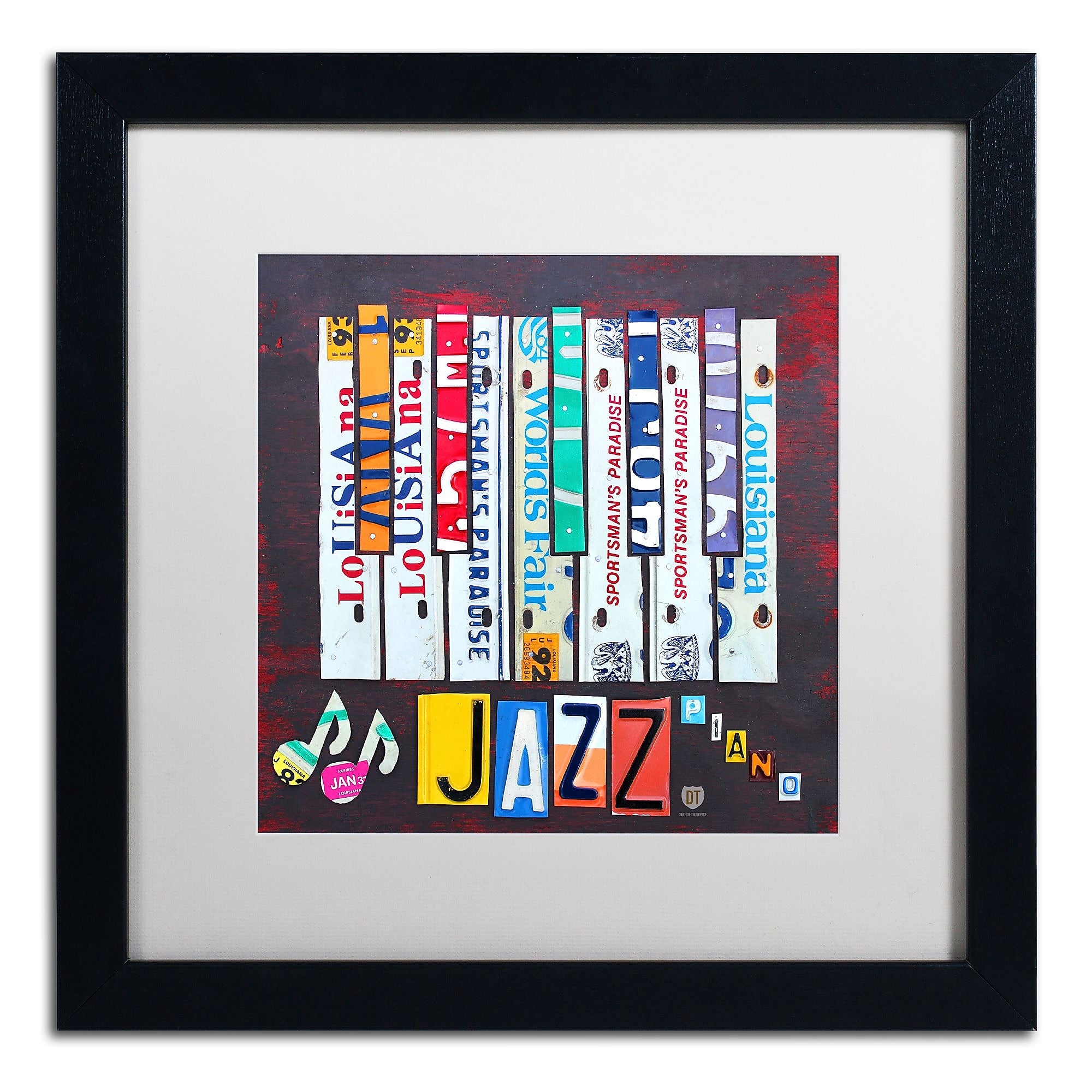 Trademark Fine Art ''Jazz Piano'' by Design Turnpike 16" x 16" White Matted Black Frame (ALI1268-B1616MF)