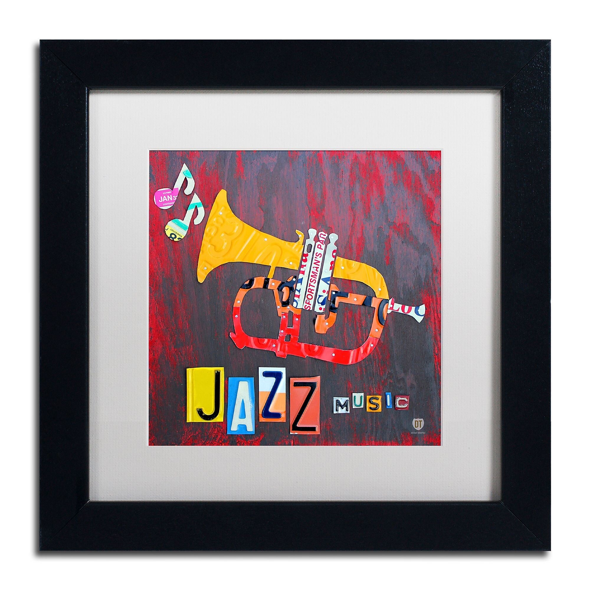 Trademark Fine Art ''Jazz Trumpet'' by Design Turnpike 11" x 11" White Matted Black Frame (ALI1269-B1111MF)