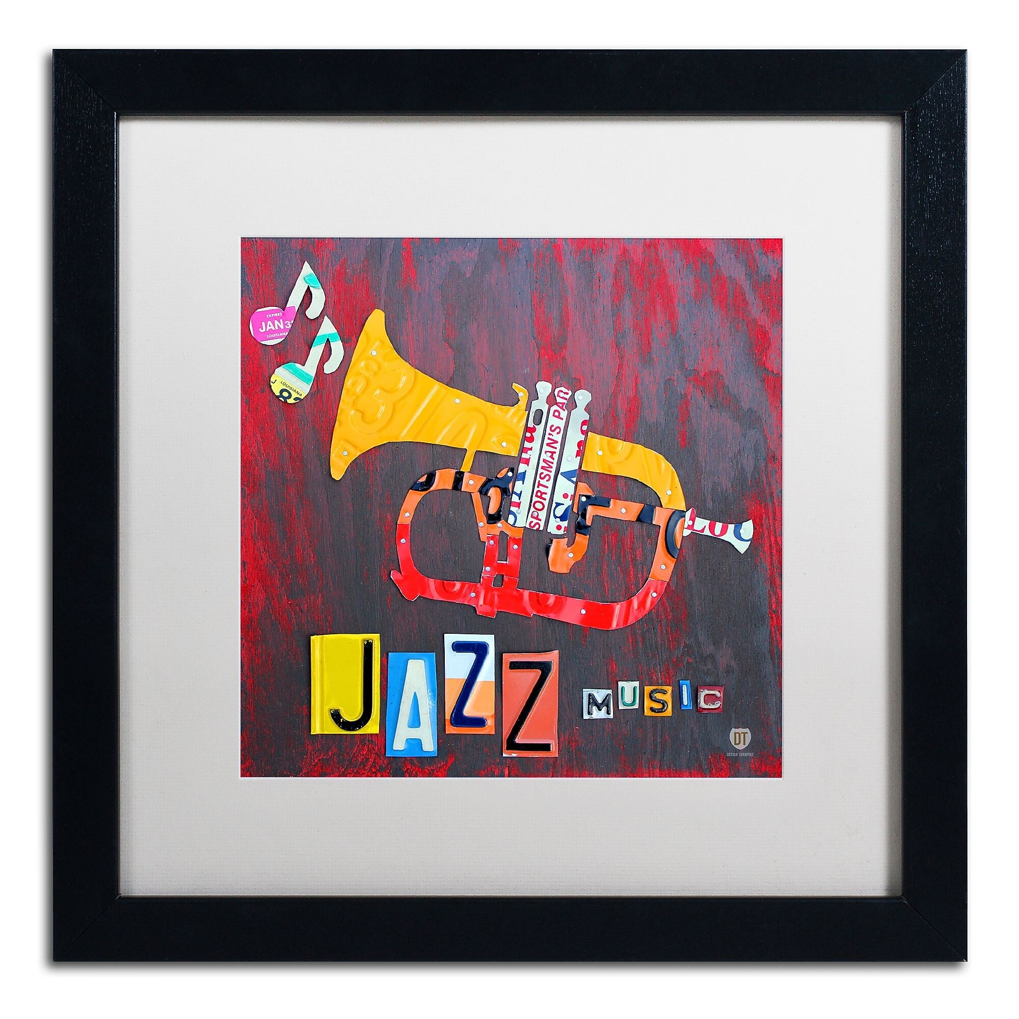 Trademark Fine Art ''Jazz Trumpet'' by Design Turnpike 16" x 16" White Matted Black Frame (ALI1269-B1616MF)