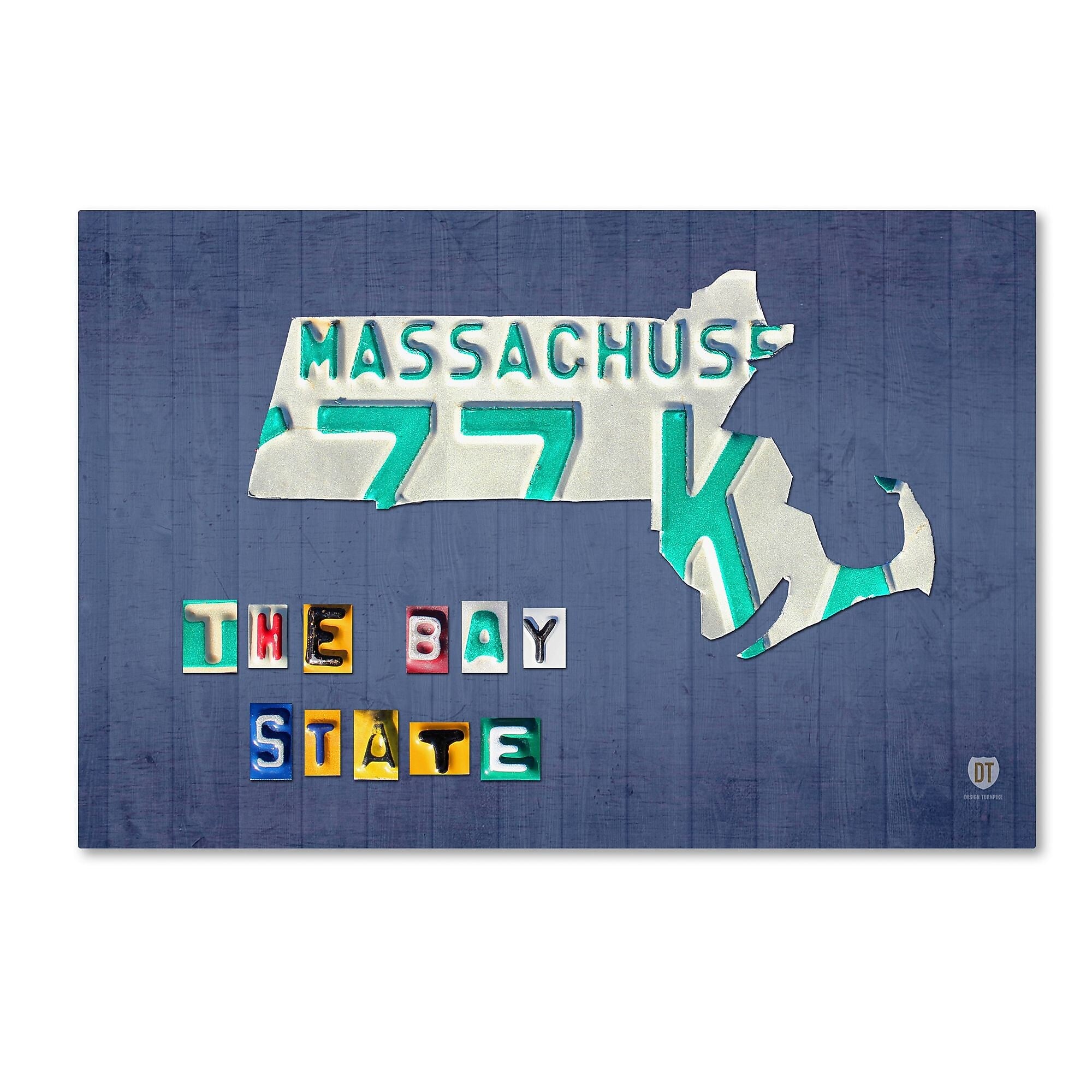 Trademark Fine Art ''Massachusetts License Plate'' by Design Turnpike 22" x 32" Canvas Art (ALI1273-C2232GG)