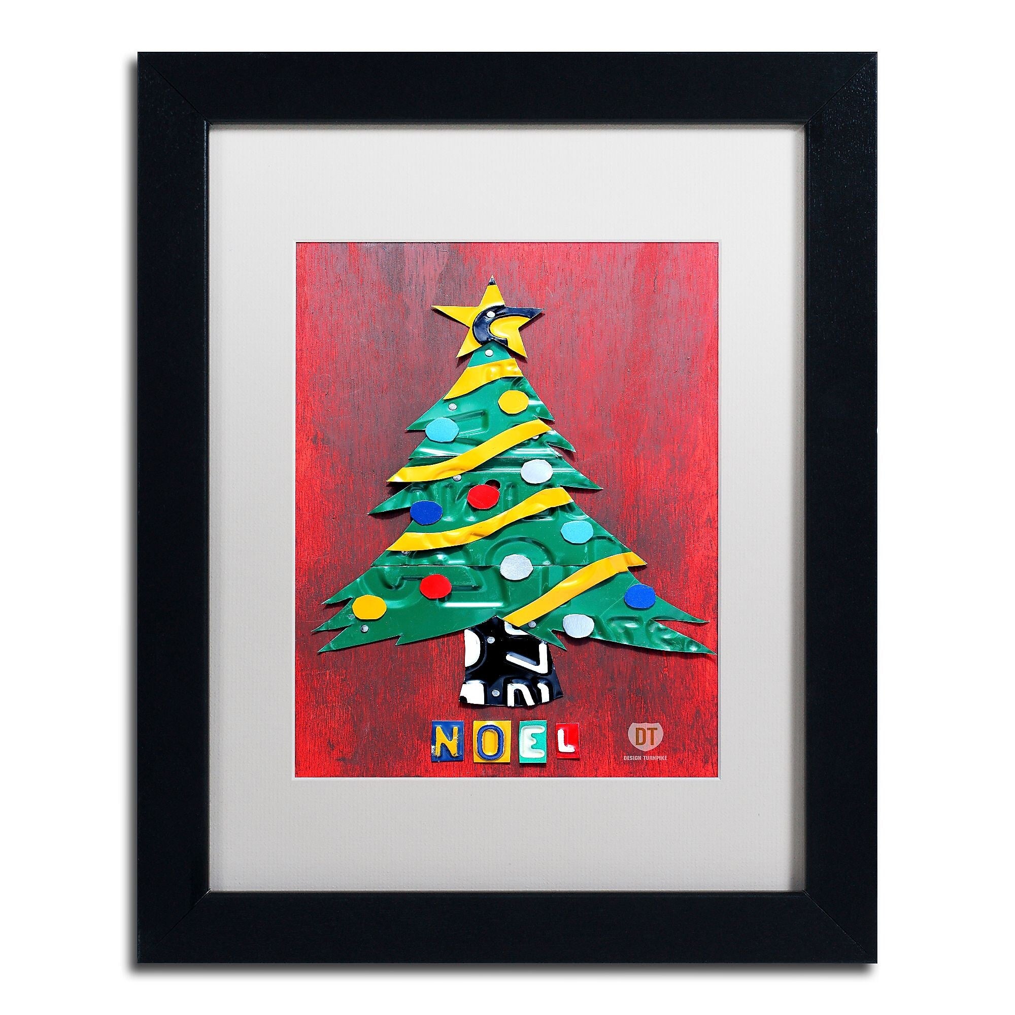 Trademark Fine Art ''Noel Christmas Tree'' by Design Turnpike 11" x 14" White Matted Black Frame (ALI1274-B1114MF)