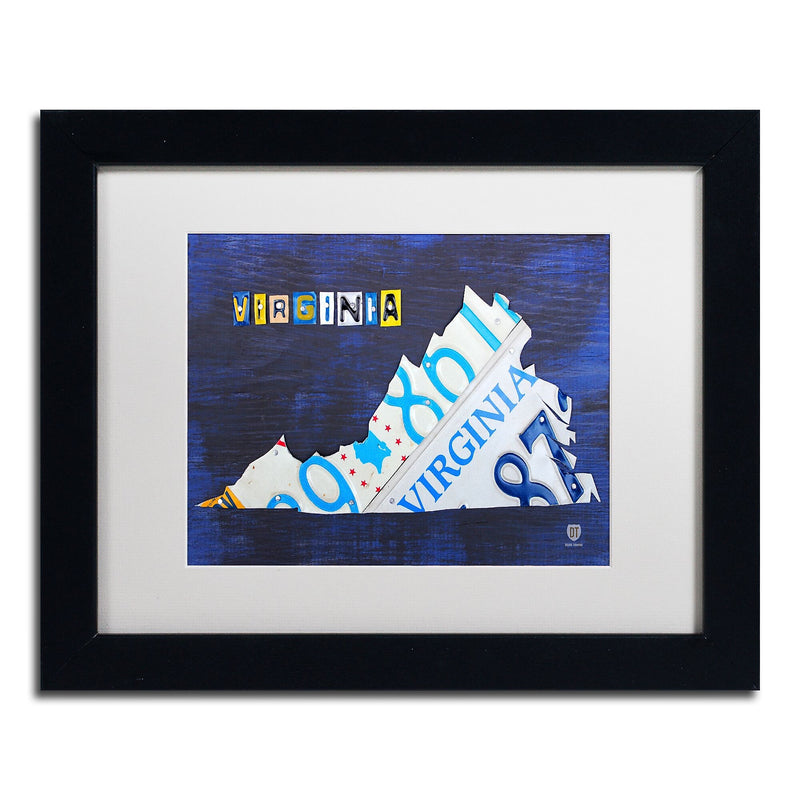 Trademark Fine Art ''Virginia License Plate Map'' by Design Turnpike 11" x 14" White Matted Black Frame (ALI1283-B1114MF)