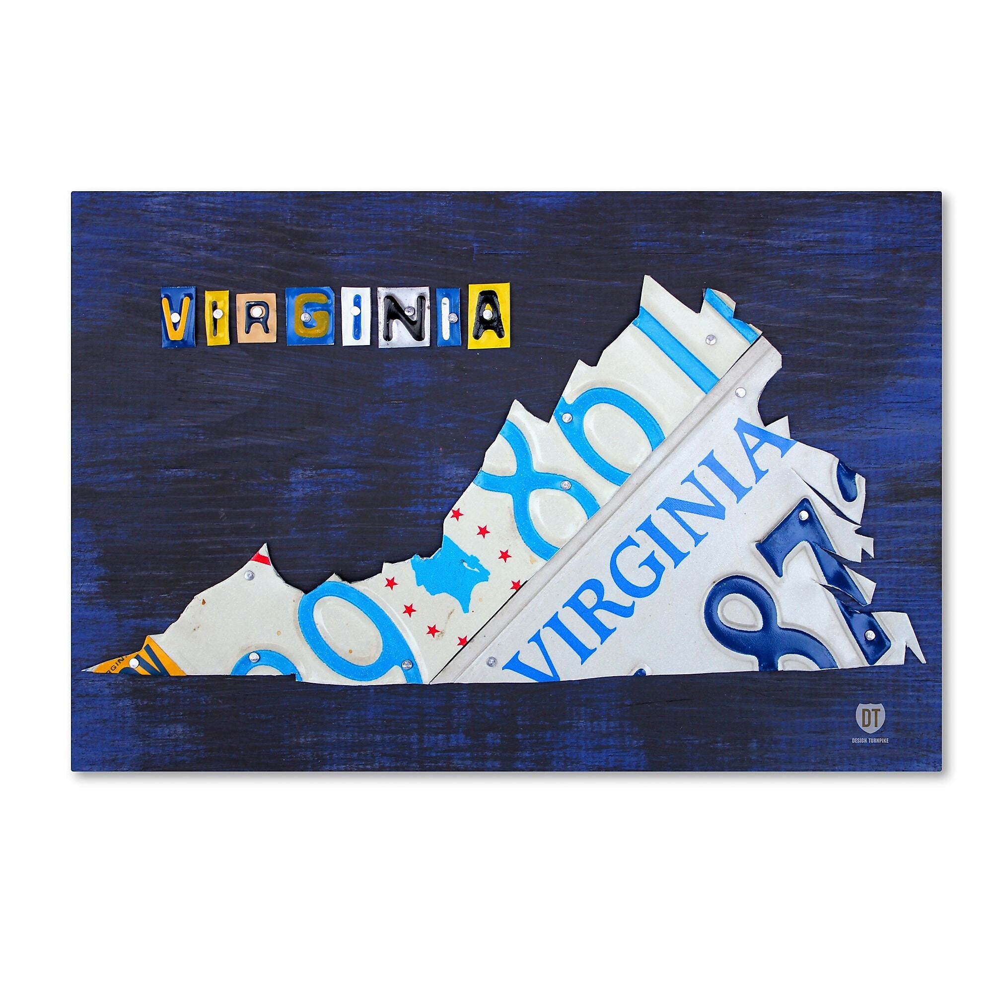 Trademark Fine Art ''Virginia License Plate Map'' by Design Turnpike 12" x 19" Canvas Art (ALI1283-C1219GG)
